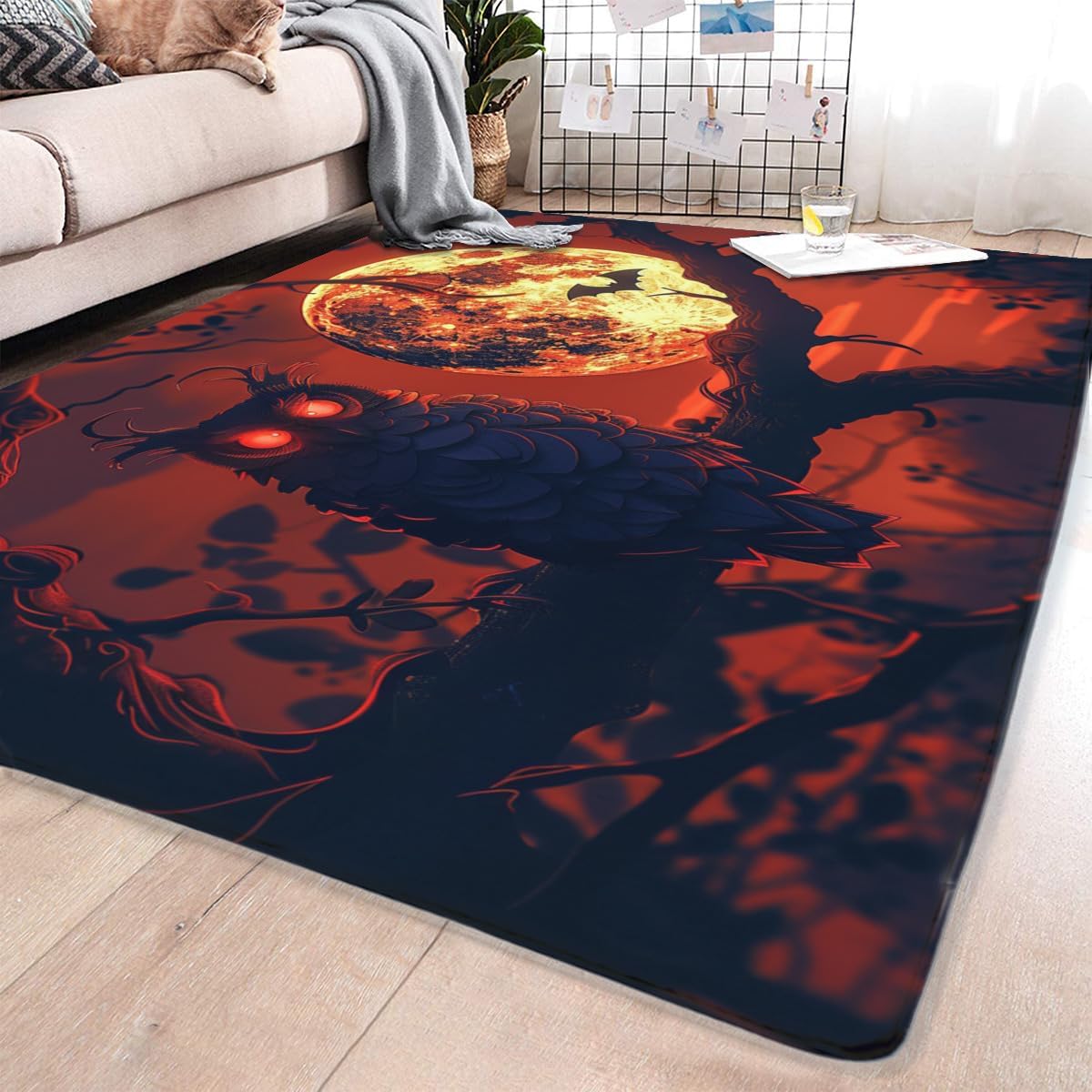 The red Day and Night Eagle Carpet is a Poet of Nature, with Sharp Eyes, Looking Down at The Sky, Telling an Eternal Legend. Suitable for Bedroom, Living Room and Room Decoration 2' x 3'