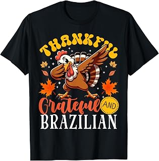 Thankful Grateful And Brazilian Thanksgiving Turkey T-Shirt