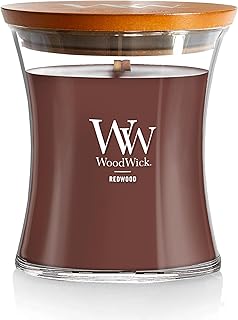 WoodWick Redwood Holiday Candle Gifts for Women and Men, 9.7 oz Medium Hourglass Candle with Crackling Wick