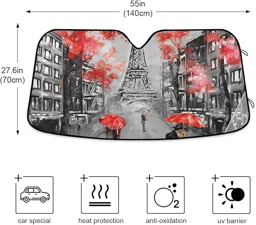 Miniatura 4 de París Torre Eiffel Parabrisas Parabrisas Parasol Plegable Reflectante Parasol Bloquea los rayos UV