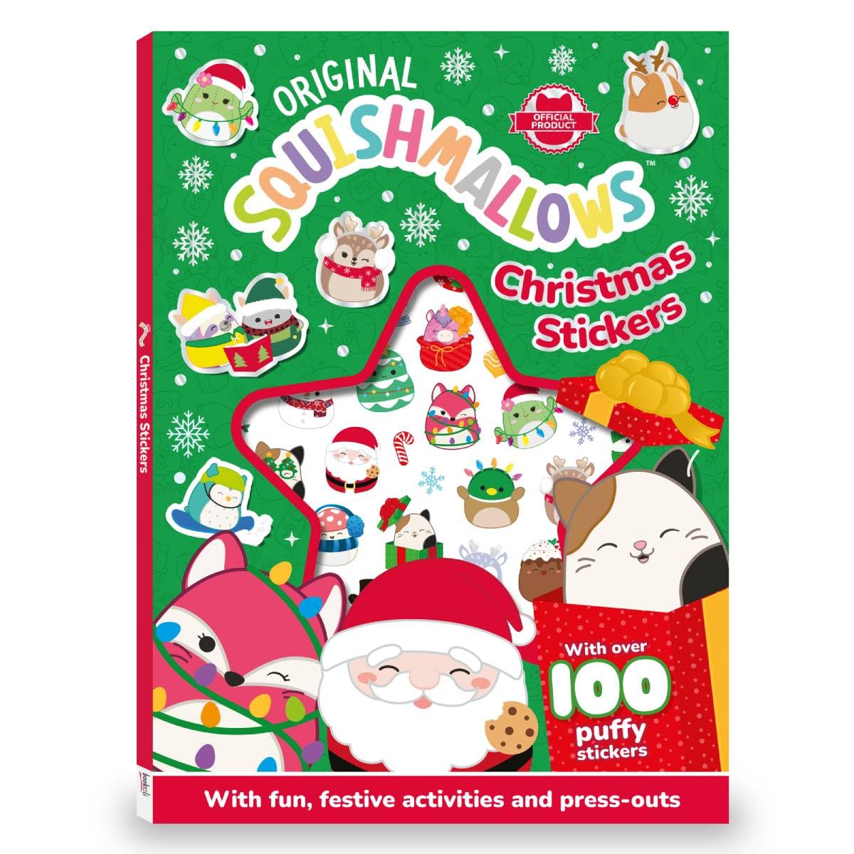 Bookoli, Original Squishmallows Christmas Stickers Activity Book, with Over 100 Puffy Stickers, Xmas Gifts for Girls and Boys