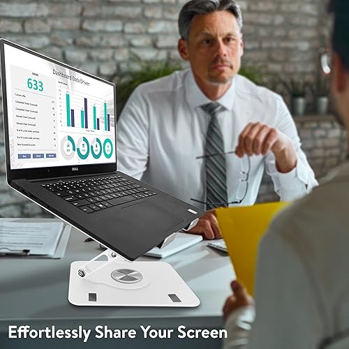 Miniatura 9 de Uncaged Ergonomics Soporte giratorio para computadora portátil para escritorio, soporte ajustable para iPad para escritorio con rotación de 360,