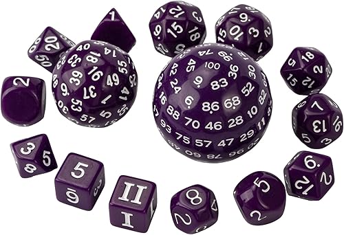 Vista 100 de Juego completo de 15 dados poliédricos DND D3-D100 con bolsa de dados de ojo de dragón, dados D100 para Calabozos y Dragones, juegos de mesa RPG