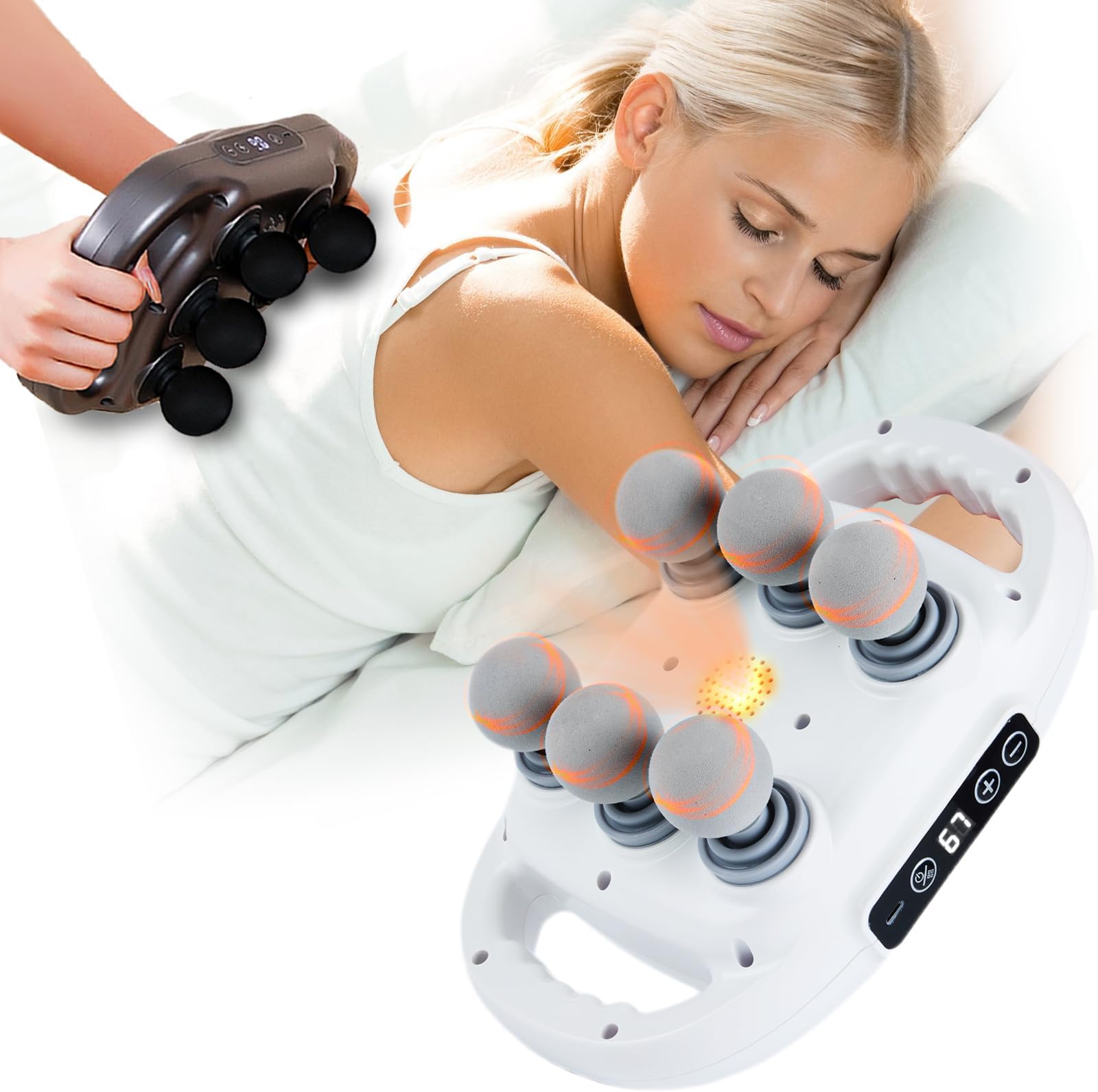 UFFAE 6 Head Massage Gun Deep Tissue with 9 Levels & 9 Modes, Electric Massager Tool for Legs, Arms, Waist, Back, Buttocks - Full Body Muscle Pain Relief, Ideal Gifts for Women, Men, Mom, and Dad