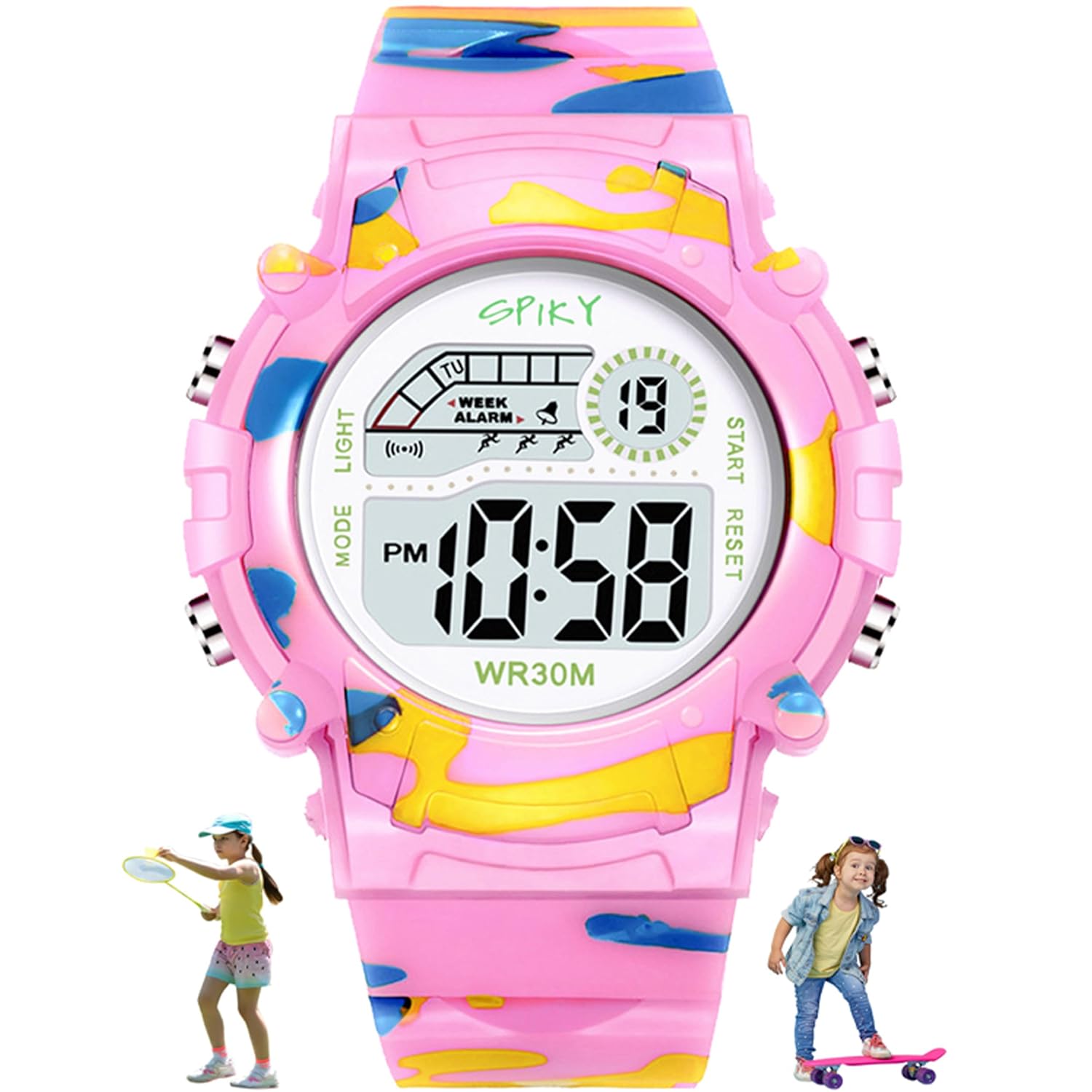 SPIKY Round Digital Sports Watch for Kids | Military, Camouflage Design | Multifunctional & Luminous Display | Water Resistant | Best Birthday Gift Wrist Watches for Boys & Girls | Age 2-14 yrs SPIKY Round Digital Sports Watch for Kids | Military, Camouflage Design | Multifunctional & Luminous Display | Water Resistant | Best Birthday Gift Wrist Watches for Boys & Girls | Age 2-14 yrs