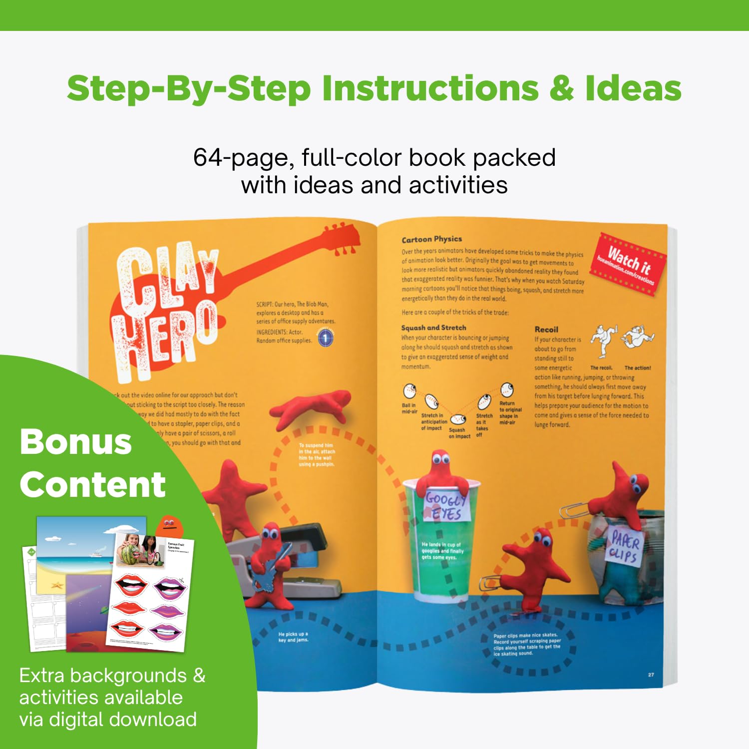HUE Animationsstudio: komplettes Stop-Motion-Kit (Full HD 1080p flexible Kamera, Software, Buch) für Windows/macOS (Schwarz)