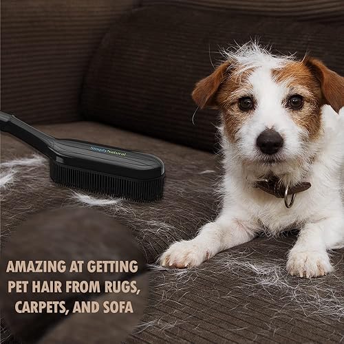 Miniatura 5 de Juego de escoba expandible de cerdas de goma con recogedor y cepillo de goma de mano para limpieza de superficies, eliminación de pelo de mascotas y