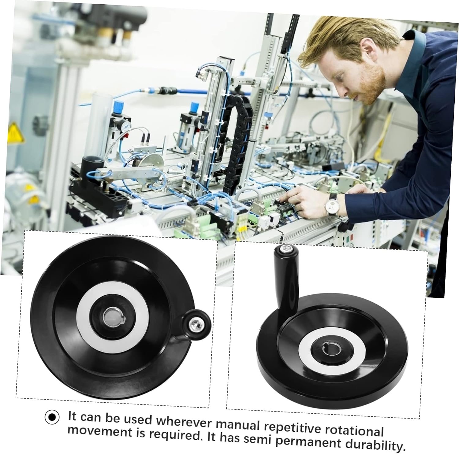 MAGICLULU Round Hand Wheel with Revolving Handle for Machine Tools Easy to Install for Milling Machines and Lathes Disassemble with Threaded