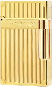 Classic Ligne 2 Style Lighter Iconic Ping Sound, Vertical-Striped Brass Lighter, Adjustable Soft Flame, Luxury Gift for Him Fathers Day, Anniversary Gold