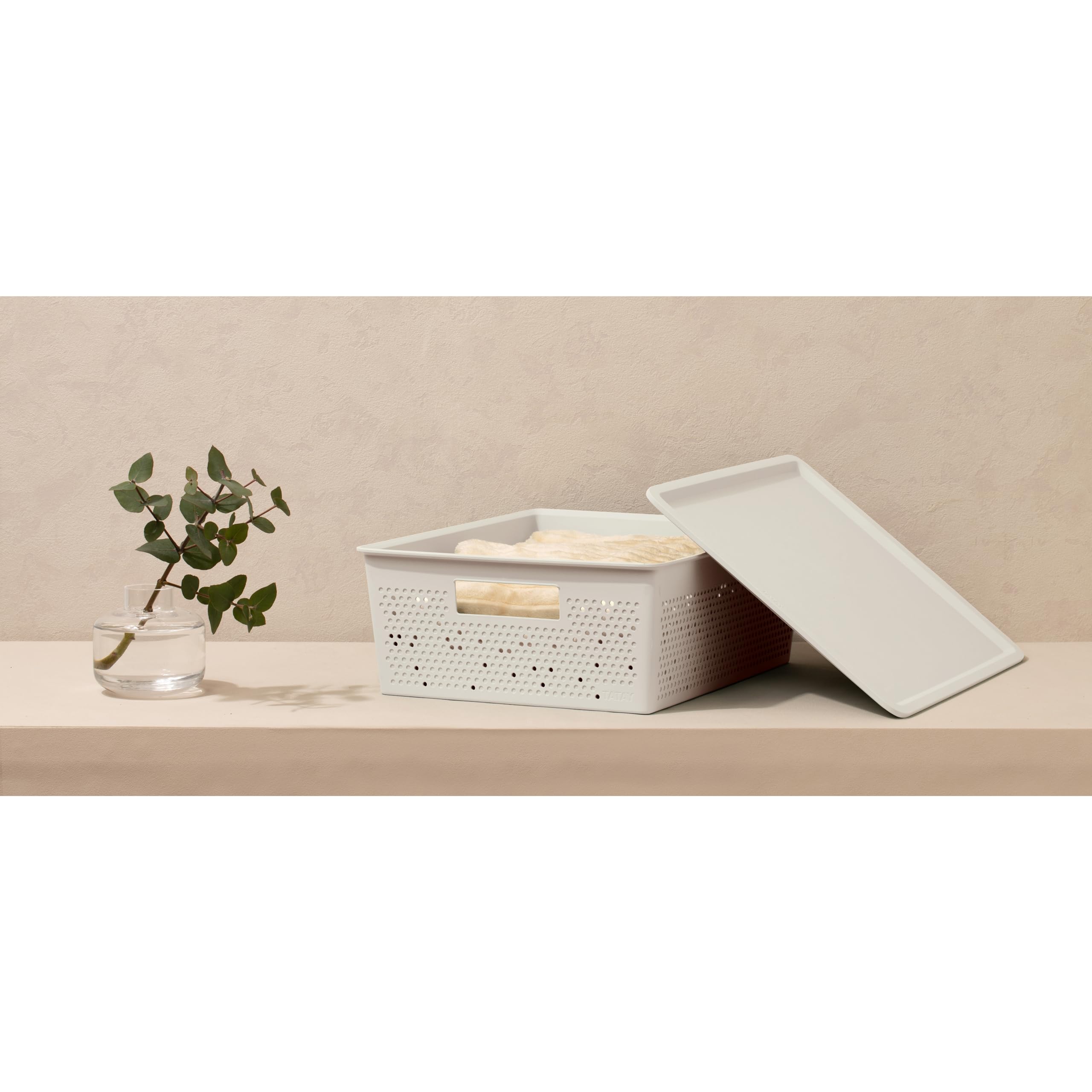 TATAY Opbergdozen Plastic 12 L Bohol | Opbergdoos | Optimale Ventilatie | Modulair Stapelbaar Systeem | Geïntegreerde Handgrepen | BPA-vrij Gerecycled Plastic | 30x39x13,5 cm, Grijs