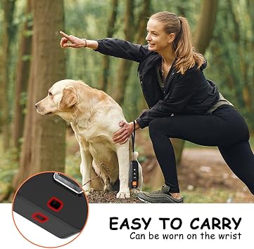 Dog Bark Deterrent Control, Rechargeable Ultrasonic Device Anti Bark Training, Black and orange
