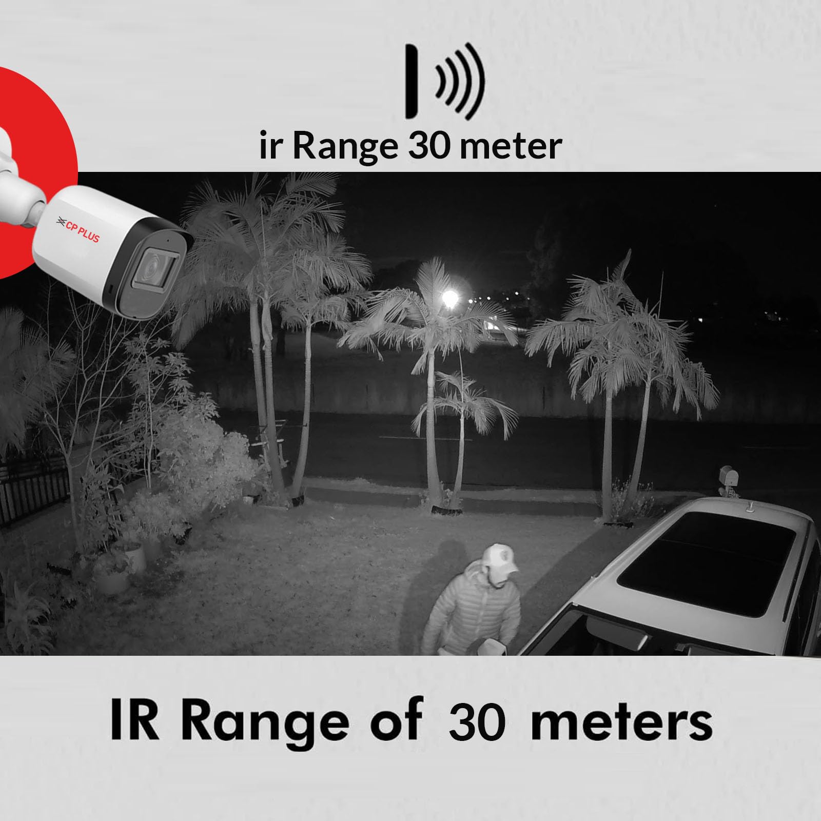 CP Plus 2.4MP IR Wired Bullet Outdoor Camera CP-URC-TC24PL3 Compatible with DVR only | 3.6mm Lens | 30 Meter Black & White Night Vision | IP67 | Analog HD CCTV Camera, White — Amazon image 4