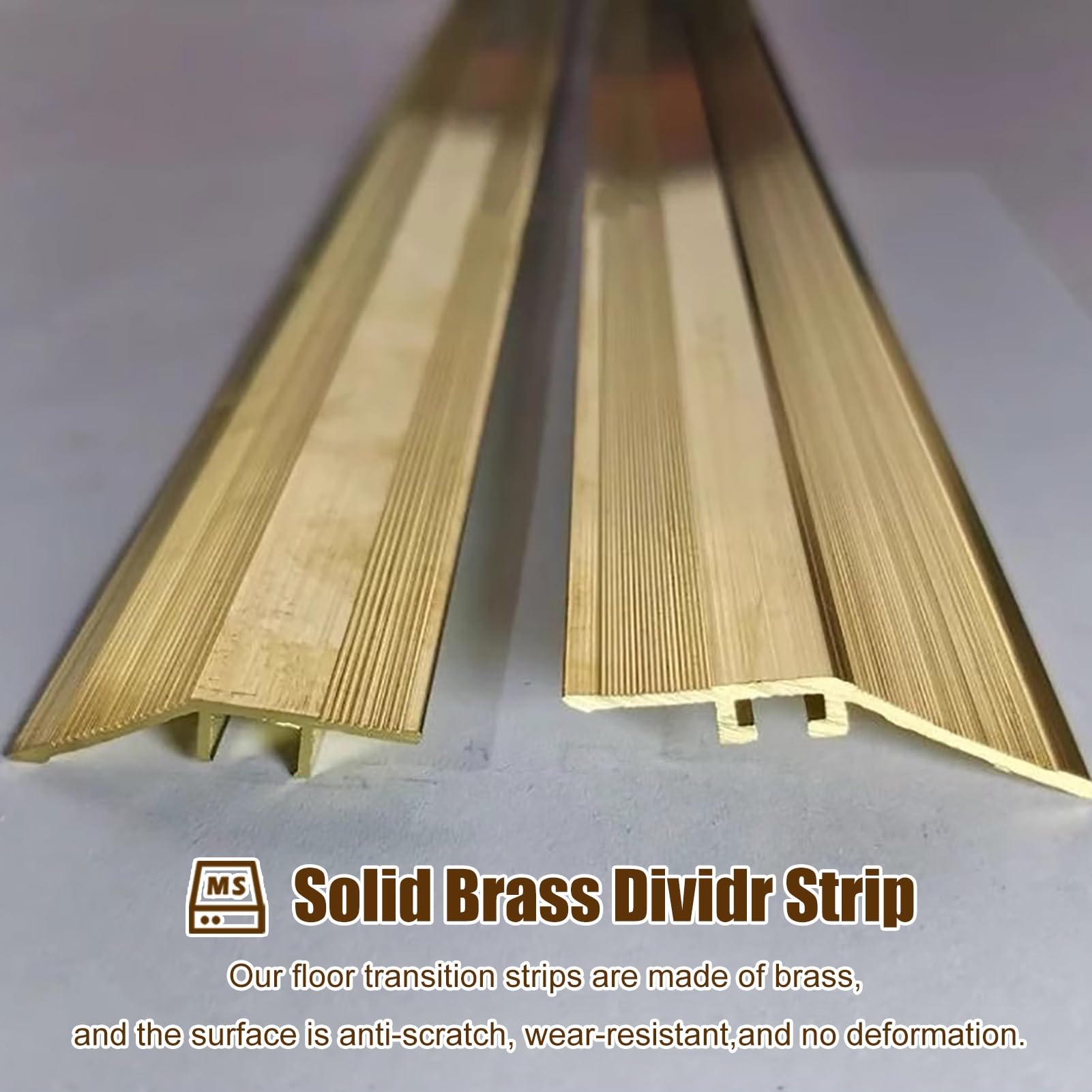 Striscia di Soglia Riduttore di Bordo per Striscia di Transizione In Ottone da Pavimento a Piastrella, Strisce di Finitura per Soglia di Porte Universali, Rifinitura per Bordo di Sottofondo Laminato(4