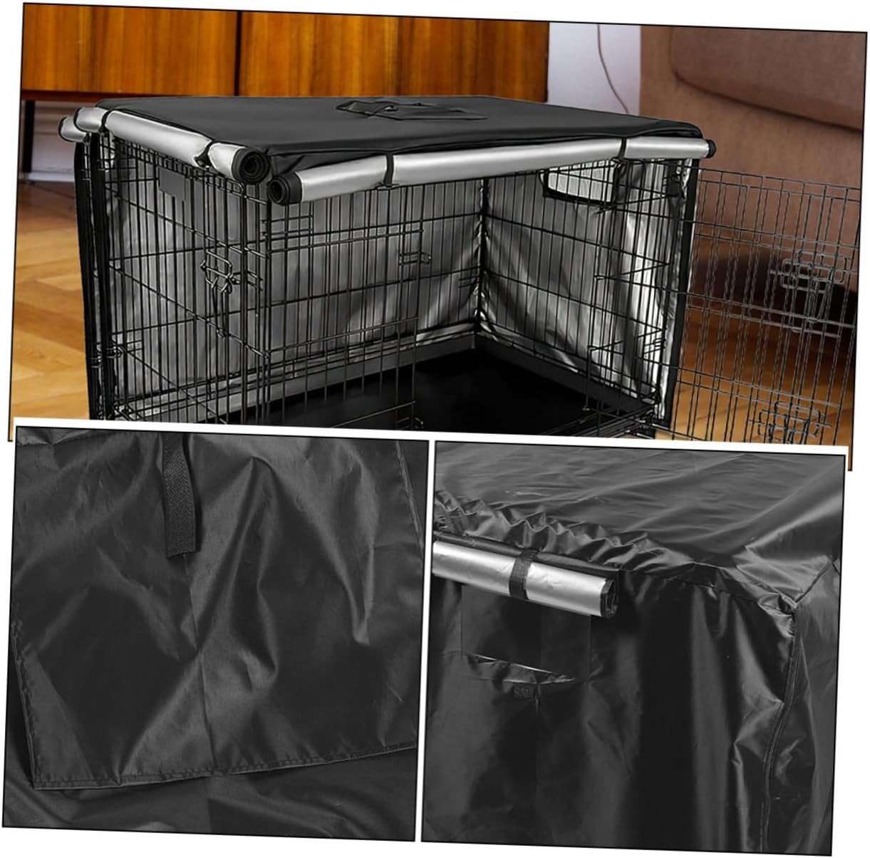Sosoport Dog Crate Cover Pet Windproof Oxford Cloth Privacy Kennel Easy Access Rainproof Cage for Outside Use