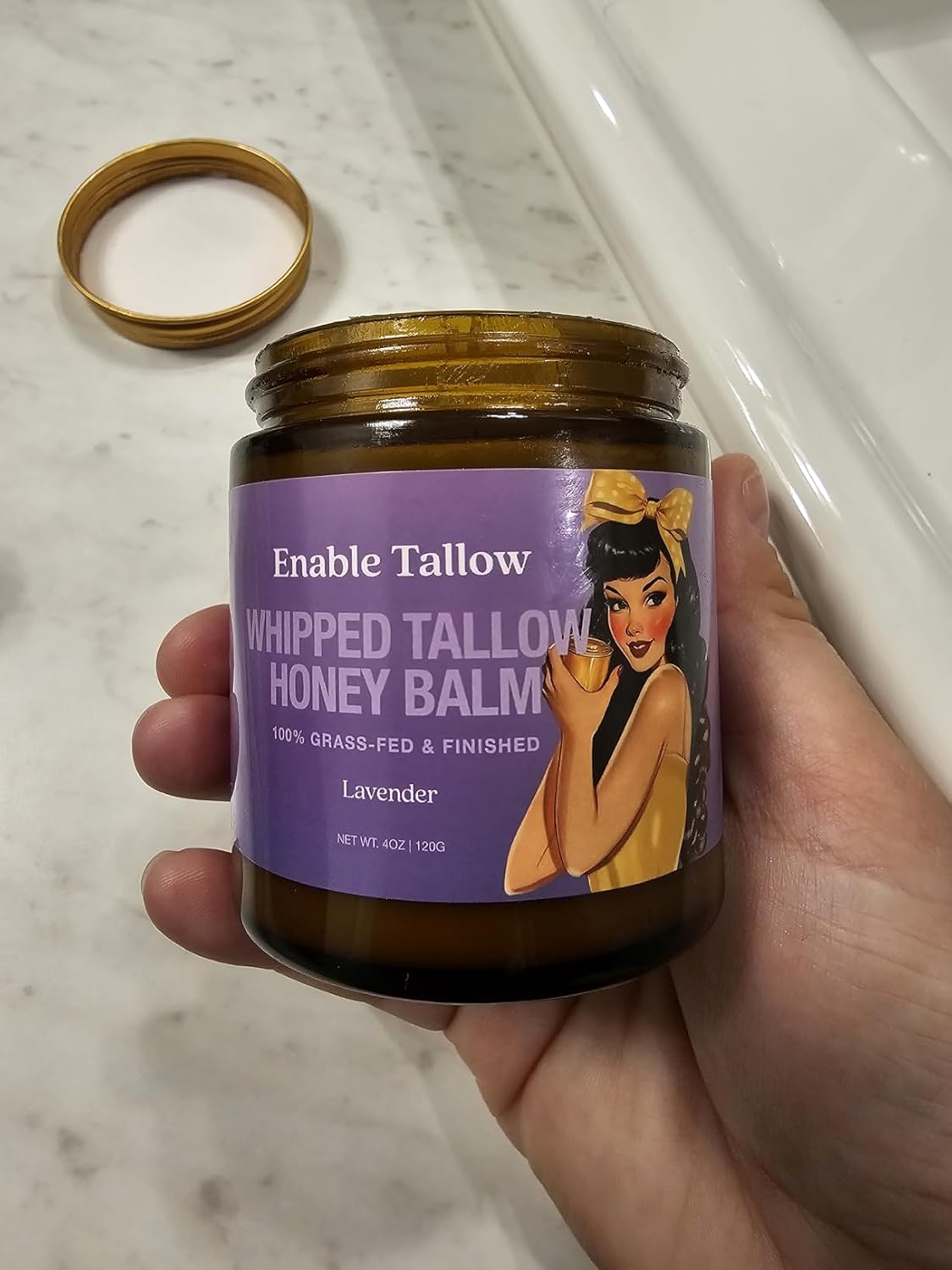 Enable Tallow Face & Body Cream – Whipped Beef Tallow & Manuka Honey Balm for Dry Skin, Eczema & Sensitive Skin – Natural Moisturizer, Lavender Scent, 4oz