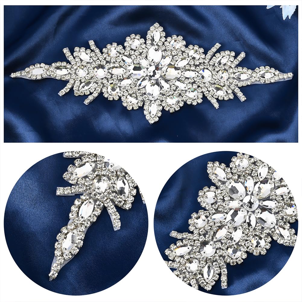 FINGERINSPIRE 4 Pz Toppa in Strass di Cristallo 242x90x4.5mm a Forma di Rombo in Vetro da Stirare/Cucire per Abiti da Sposa, Copricapo, Cintura, Decorazione per Vestiti