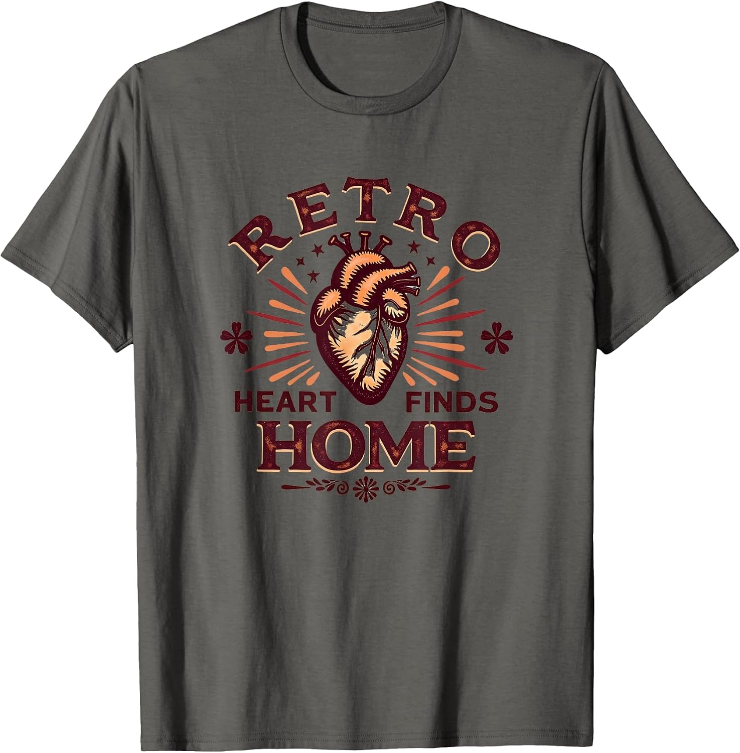 Retro Heart Finds Home Vintage Love Design T-Shirt image 4