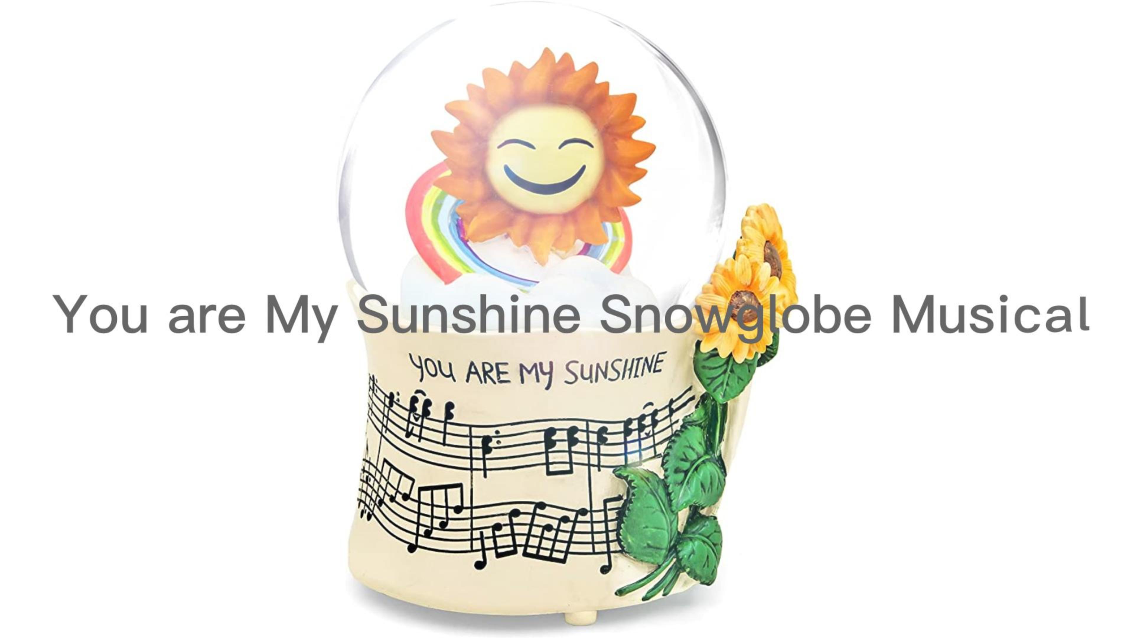Sunflower Snow Globe Music Box, Handmade and Hand Painted, Rotating Sun