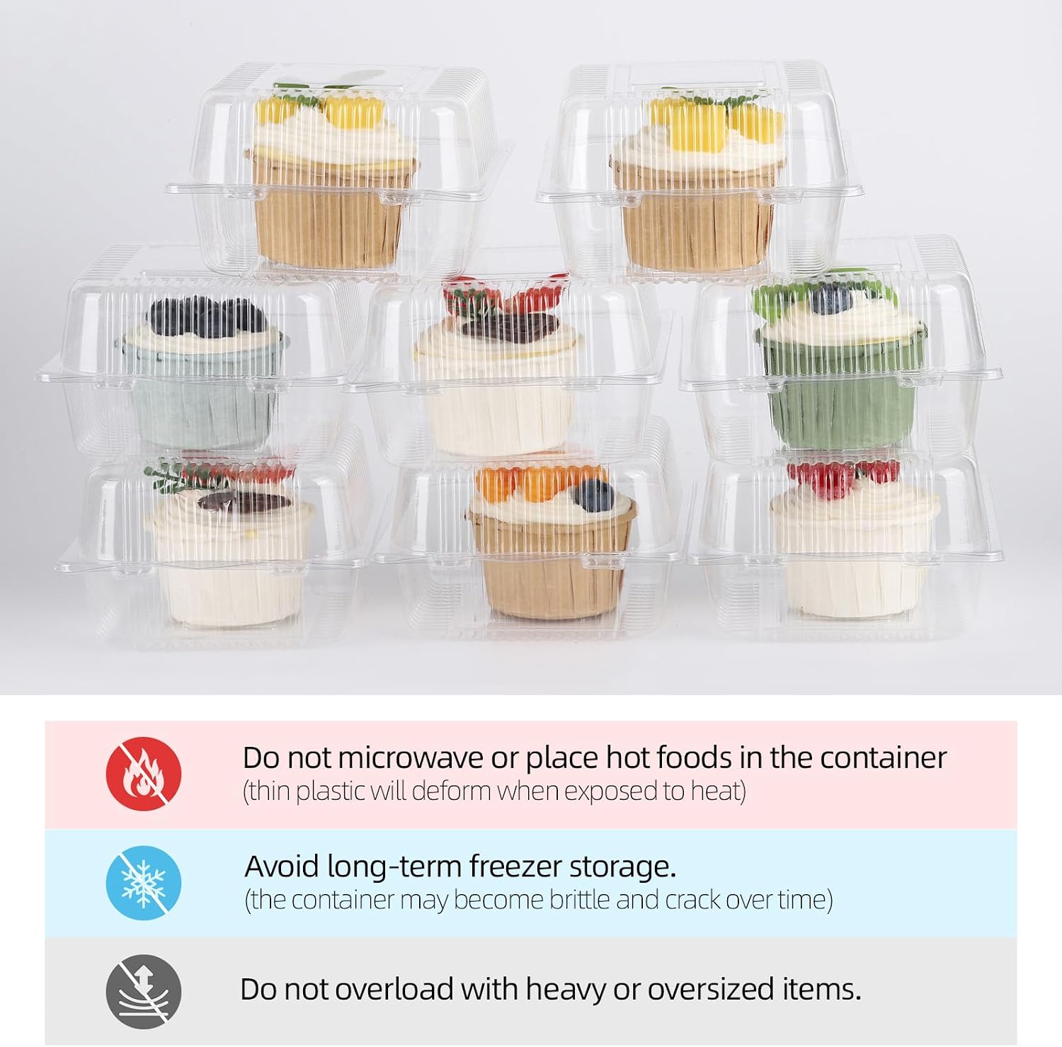 200 Pack Clear Plastic Containers with Lids for Food, Thickened Disposable Sandwich Containers Clamshell Take Out Boxes for Cake Slice, Dessert, Hamburger, Salad, Pastry, Fruits