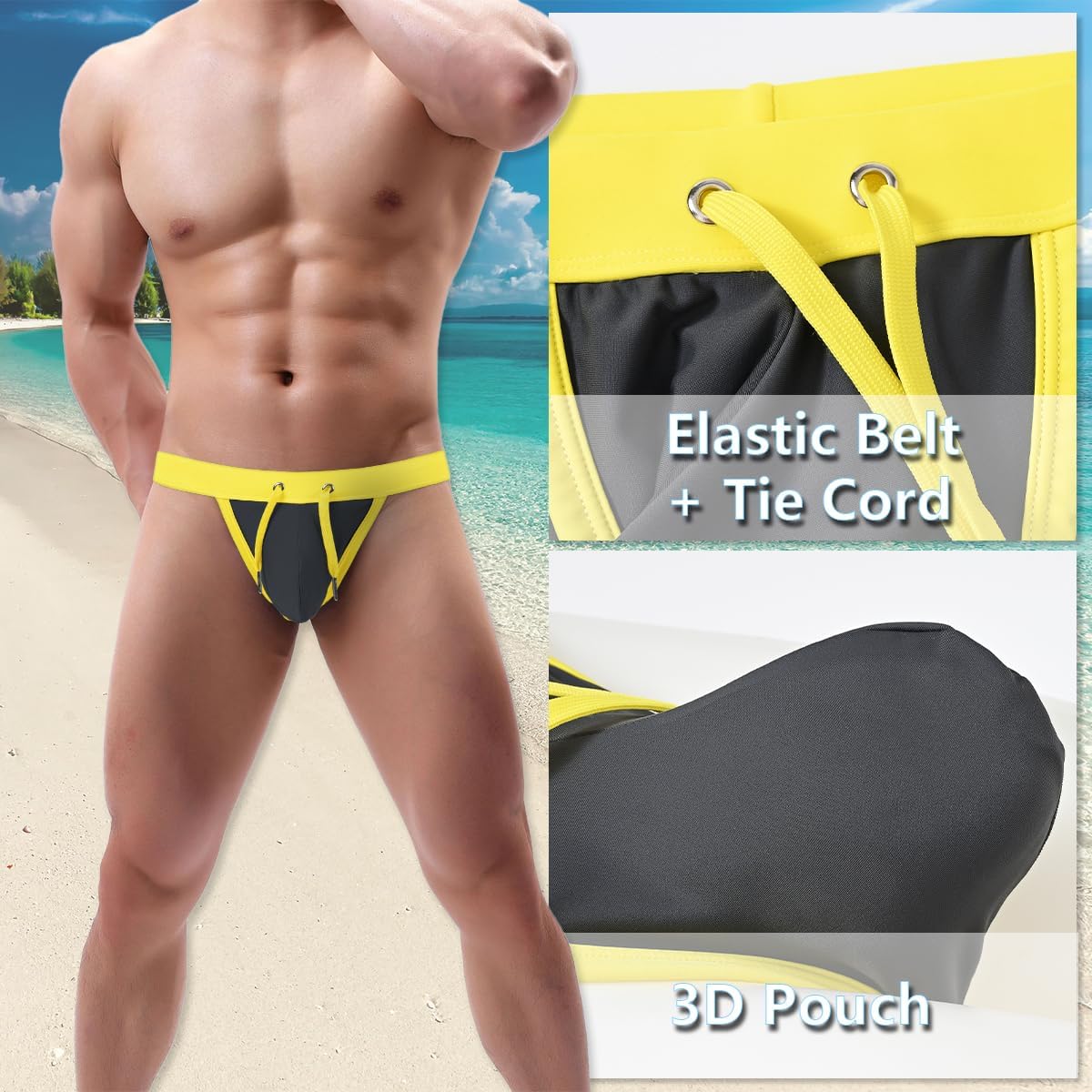 Mens Bikini Swimwear Man Sexy Drawstring Swimsuit Low Rise Swim Brief for Men Fashion - Image 3