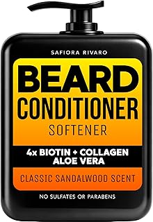 Biotin Beard Conditioner & Softener for Men – with Aloe Vera & Collagen, Moisturizing Cream for Coarse Dry Hair, Beard and Skin – Sandalwood Scent Care Leave In Conditioner Alternative (5 Fl Oz)