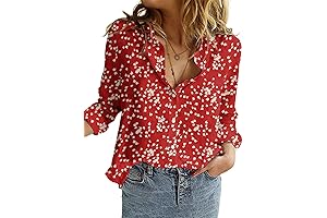 Women's Casual Floral Printed Button Down Top