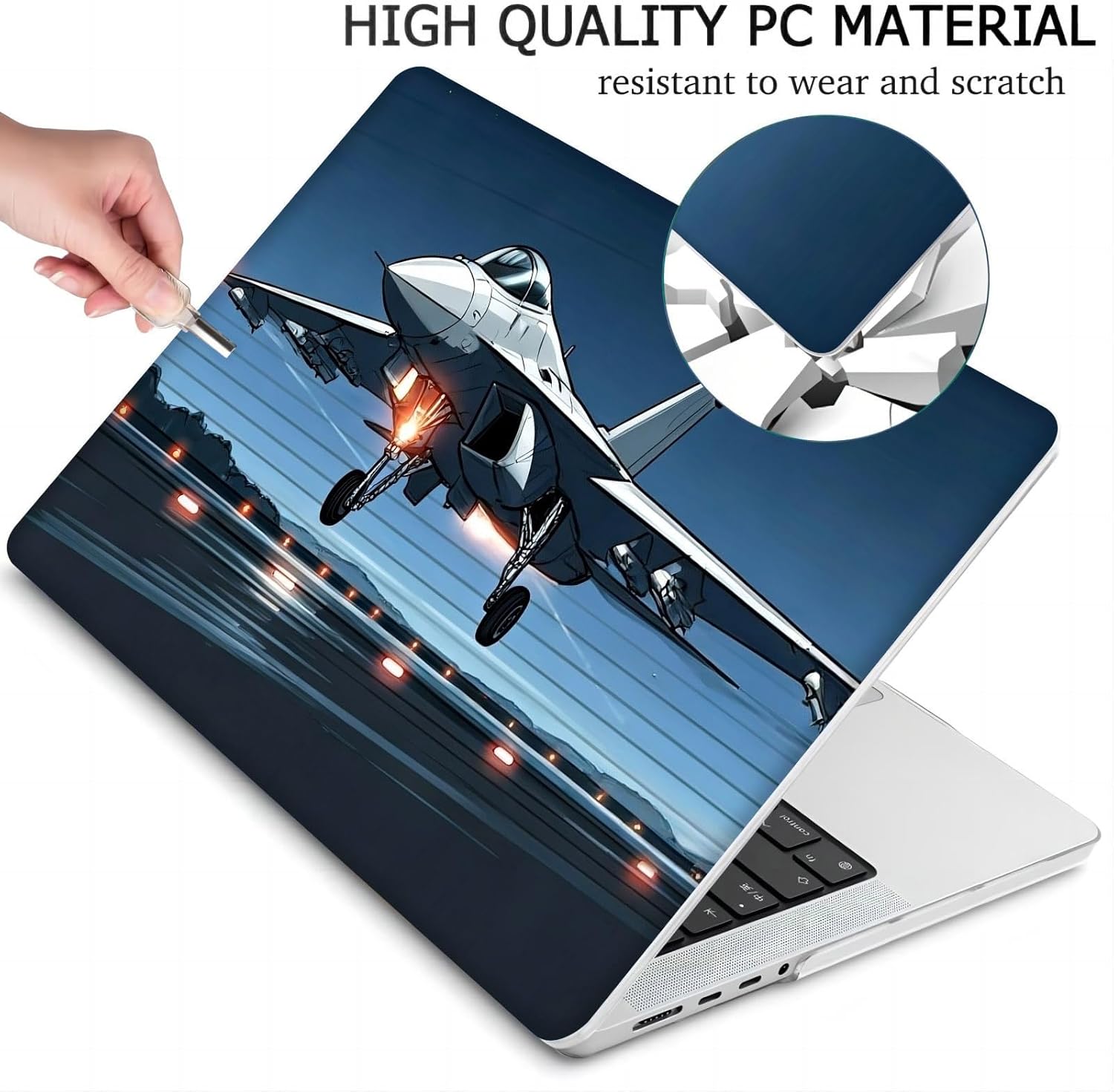 Compatible with MacBook Neo 13-inch, Hard Shell Case with Keyboard Cover and Screen Protector (A3404 A18 Pro chip, 2026 Release) - Fighter Jet MC22139