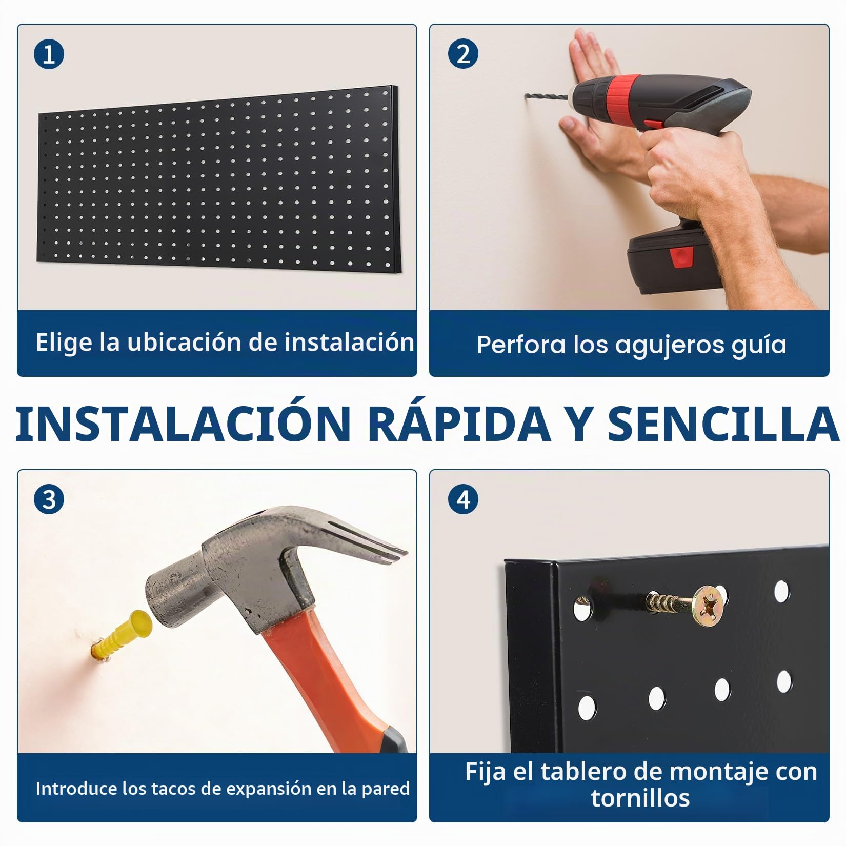Garvee Pared de herramientas de metal, panel de pared perforada para almacenamiento de herramientas, para garajes, almacenamiento de herramientas y organización de oficina, chapa perforada versátil