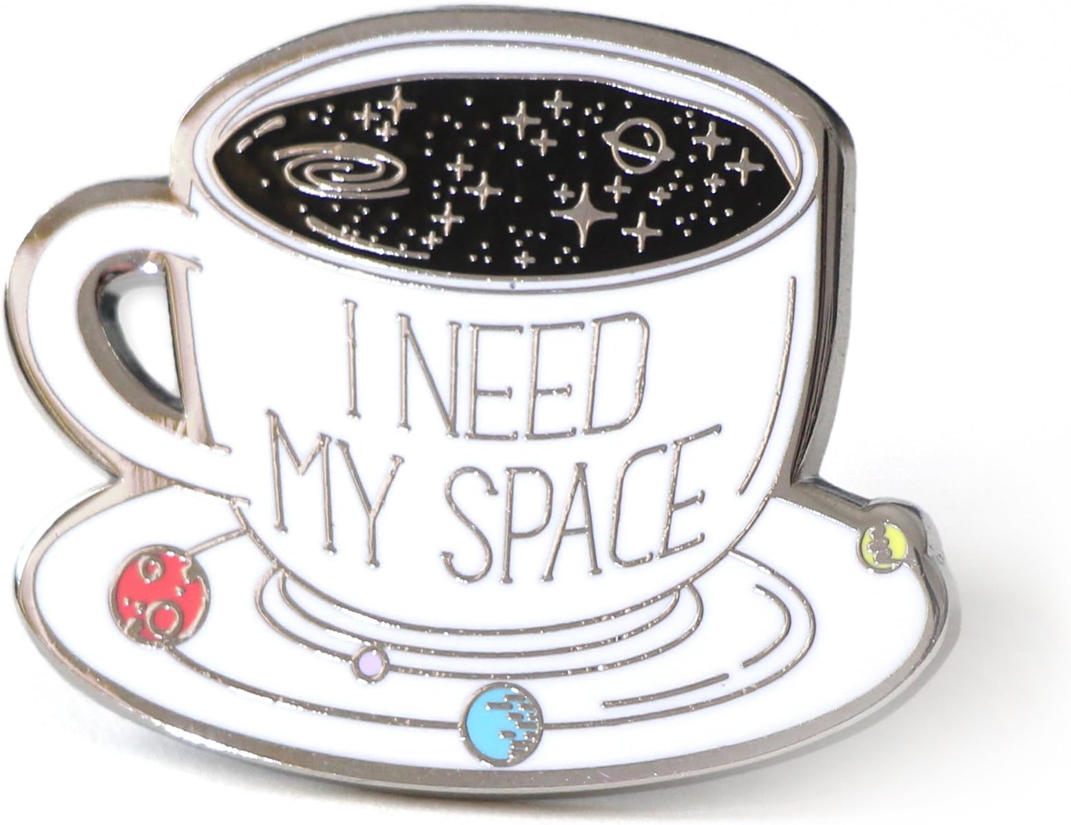 I Need My Space Coffee Enamel Pin Cup With The Solar System Backpack