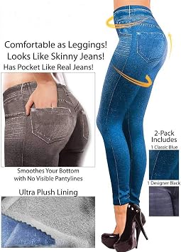 Sopaeduon Thermal Fleece Denim Jeggings