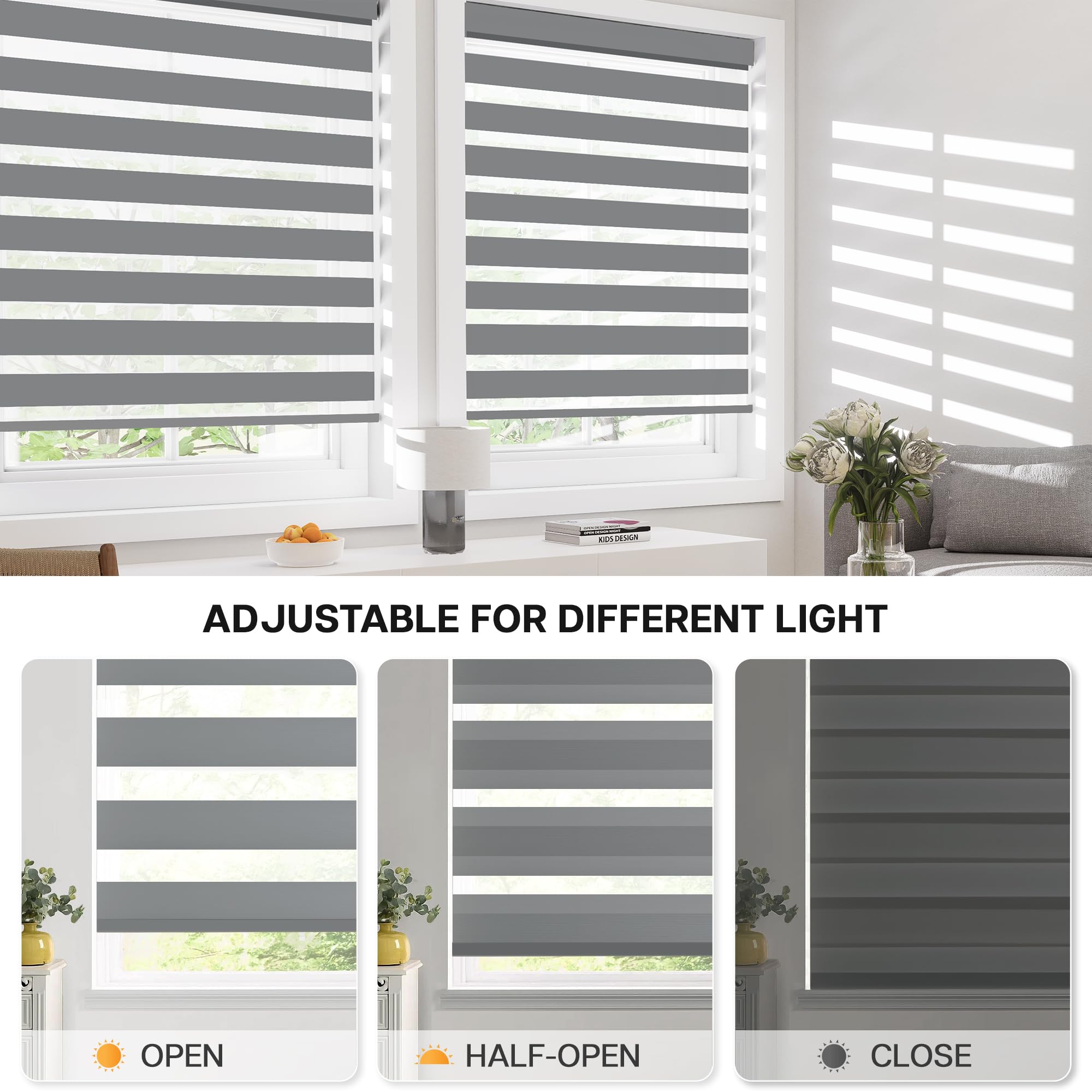 Amazon.com: LazBlinds No Drill Zebra Blinds for Windows 35.5