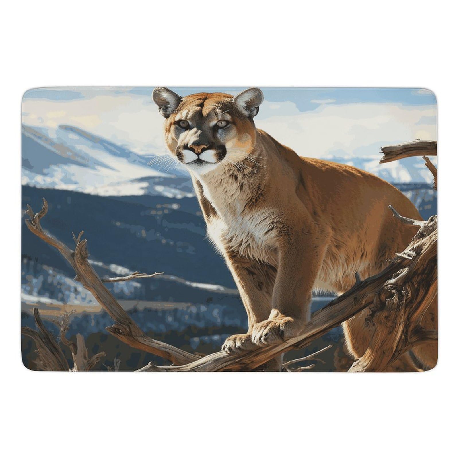 Panther Mountain Lion Area Rug Coral Velvet Carpet Large Non-Slip Washable Floor Mat Soft Shaggy Rug for Office Bedroom Living Room Dormitory Decor