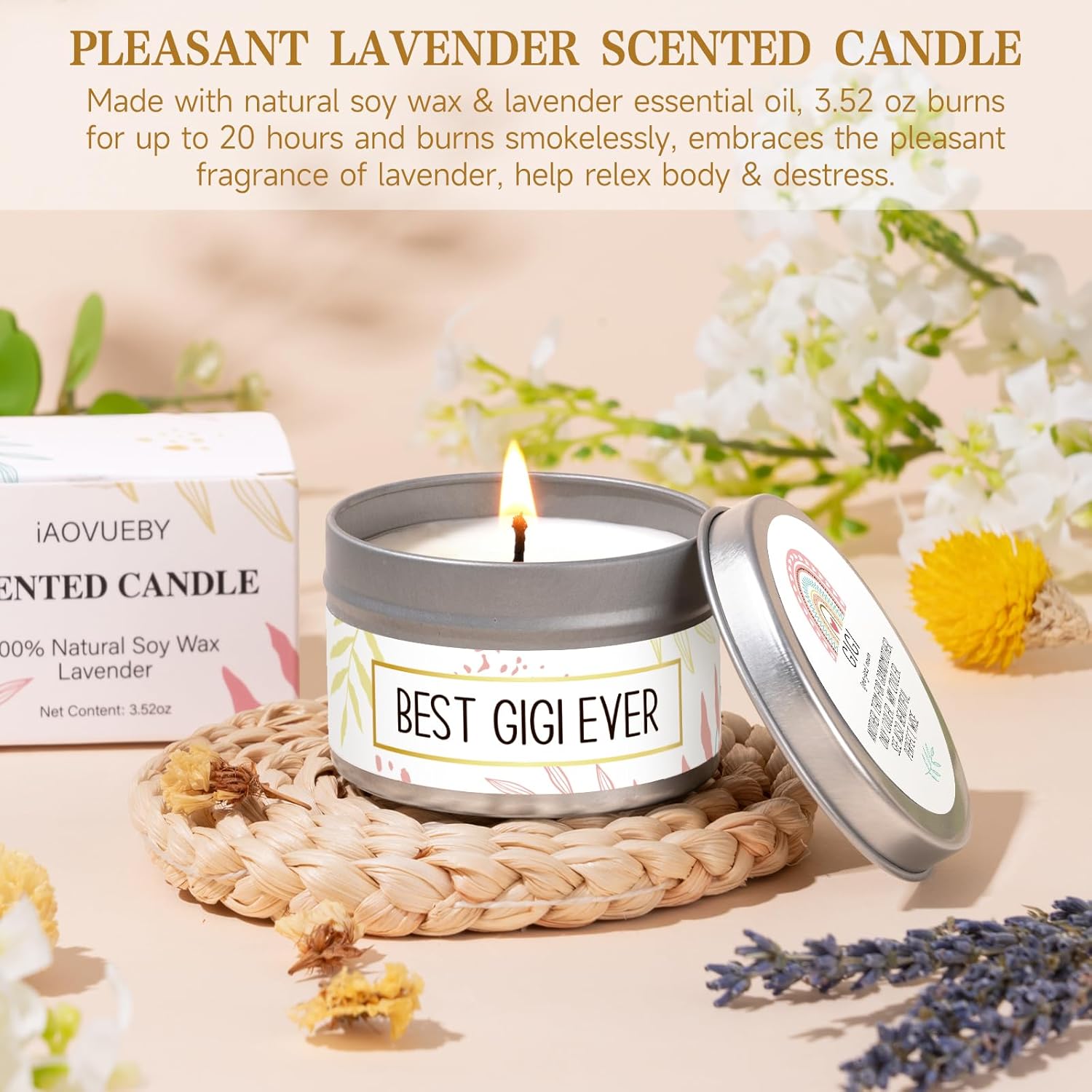 Gigi Gifts for Women Birthday Mothers Day Gifts Set from Granddaughter Grandson Grandchildren, Canvas Tote Bag Gift Basket Thanksgiving Ideas Gift for Grandmother - Image 6