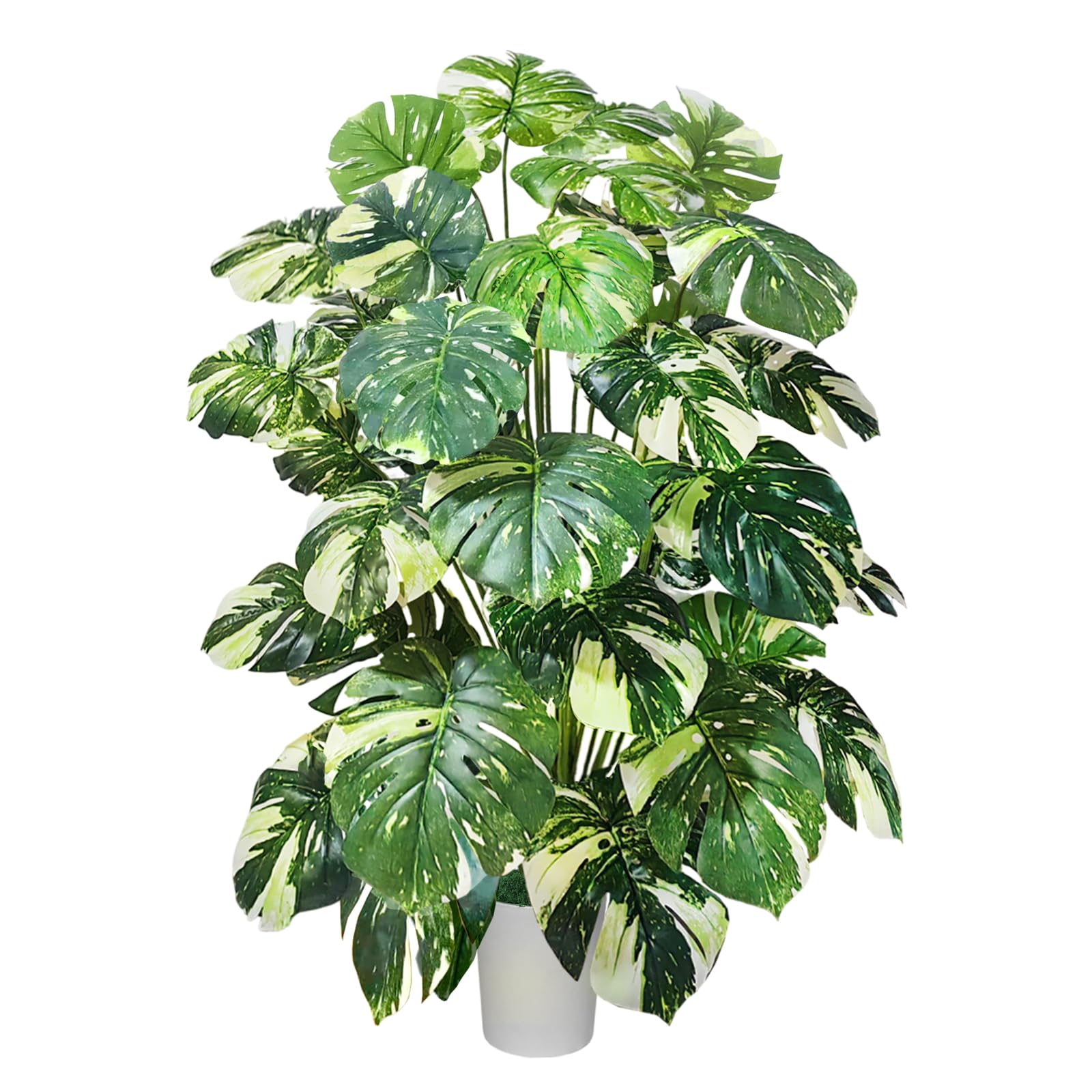 Monstera panaché Artificiel, 130 cm, 36 Feuilles, Fausse Plante | Grande Plante Artificielle Tropicale Sans Entretien, Déco Intérieure Extérieure : Salon, Balcon, Bureaux, Espaces Commerciaux