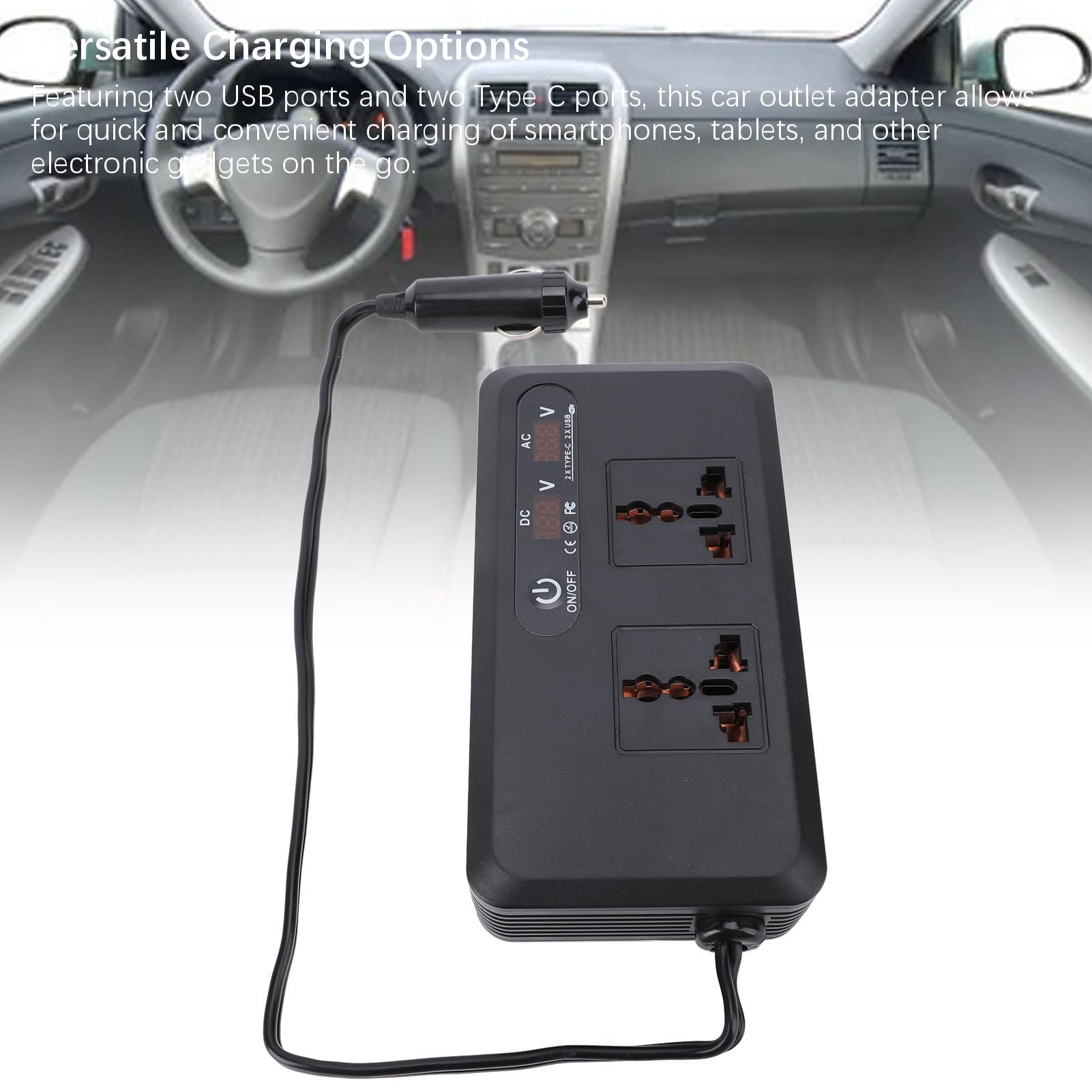 Cocoarm Inversor de Coche de 200 W CC a CA con Carga Rápida Dual