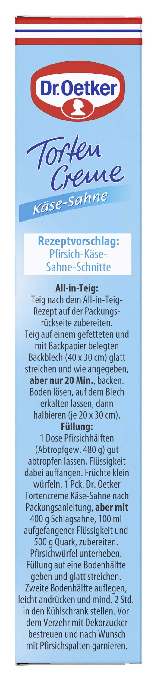 Dr. Oetker Tortencreme Käse-Sahne mit Dekorzucker 11 x 150 g – Ein echter Klassiker ist die Käse-Sahne Torte, die mit der Creme einfach zu backen ist und Dank der Dr. Oetker Tortencreme Käse-Sahne mit Dekorzucker köstlich schmeckt.