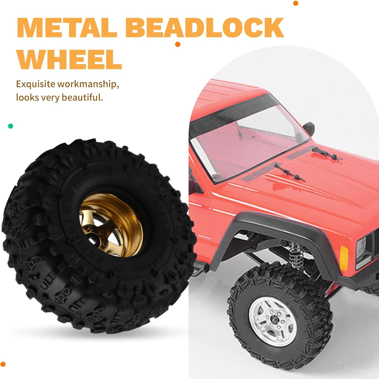 Fwefydwe 1/10 RCクローラーカー4 D90 D110 Axial 10用122mm 1.9インチメタルビードロックホイ