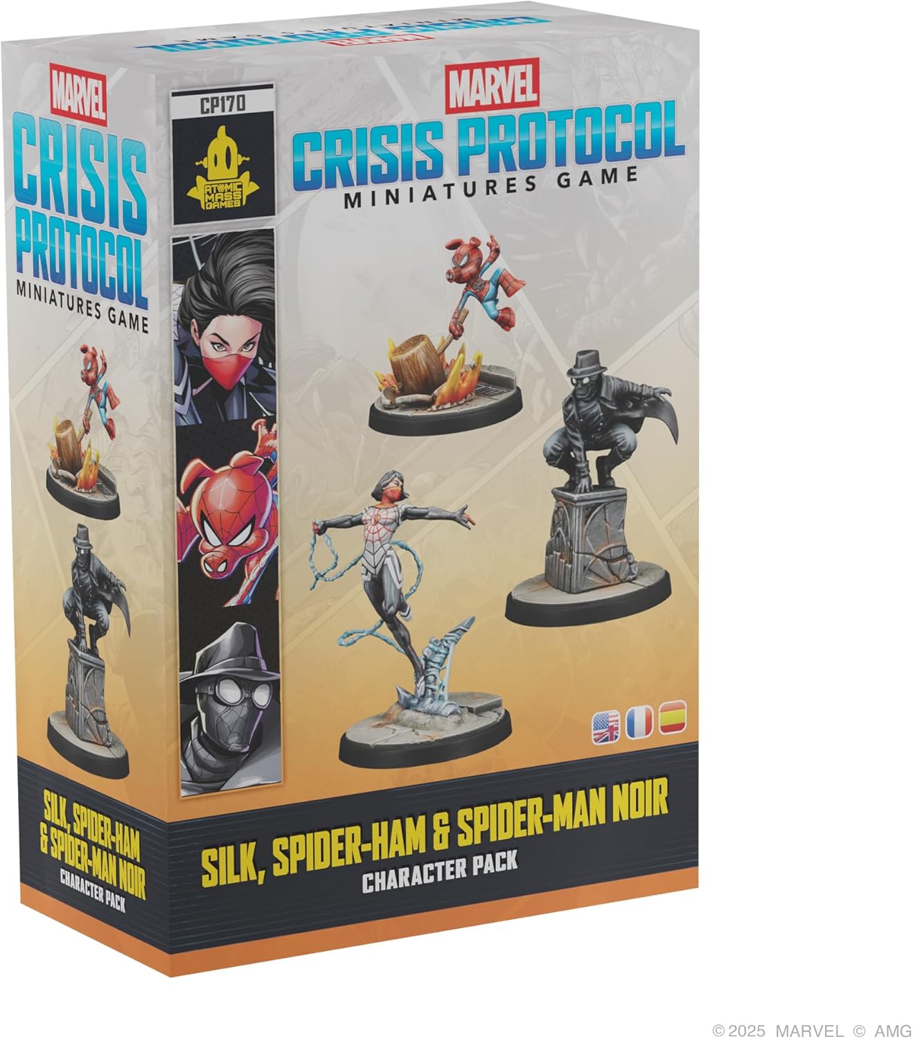 Asmodee Marvel: Crisis Protocol Silk, Spider-Ham & Spider-Man Noir Character Pack - Tabletop Superhero Game, Ages 14+, 2 Players, 90 Min Playtime
