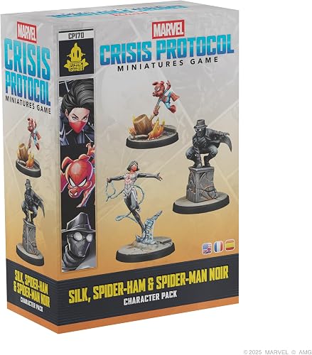 Asmodee Marvel: Crisis Protocol Silk, Spider-Ham & Spider-Man Noir Character Pack - Tabletop Superhero Game, Ages 14+, 2 Players, 90 Min Playtime