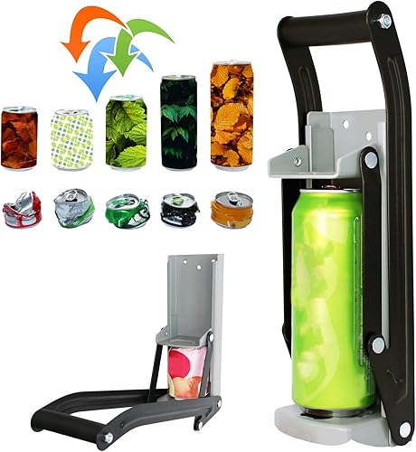 Miniatura 25 de laffeya Trituradora de latas, trituradora de latas montada en la pared, trituradora de latas de 16 onzas para triturar latas de soda y cerveza, Negro