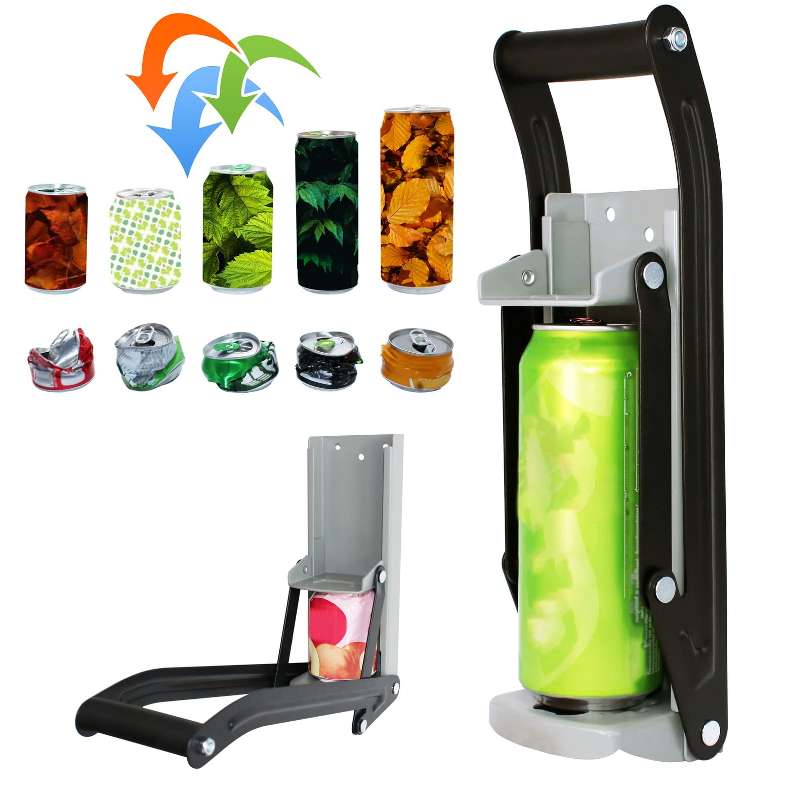 Abrebotellas de 473 ml trituradora de latas con soporte para bolsas de plástico, trituradoras de latas de aluminio, respetuoso con el medio ambiente, abridor de botellas montado en la pared,