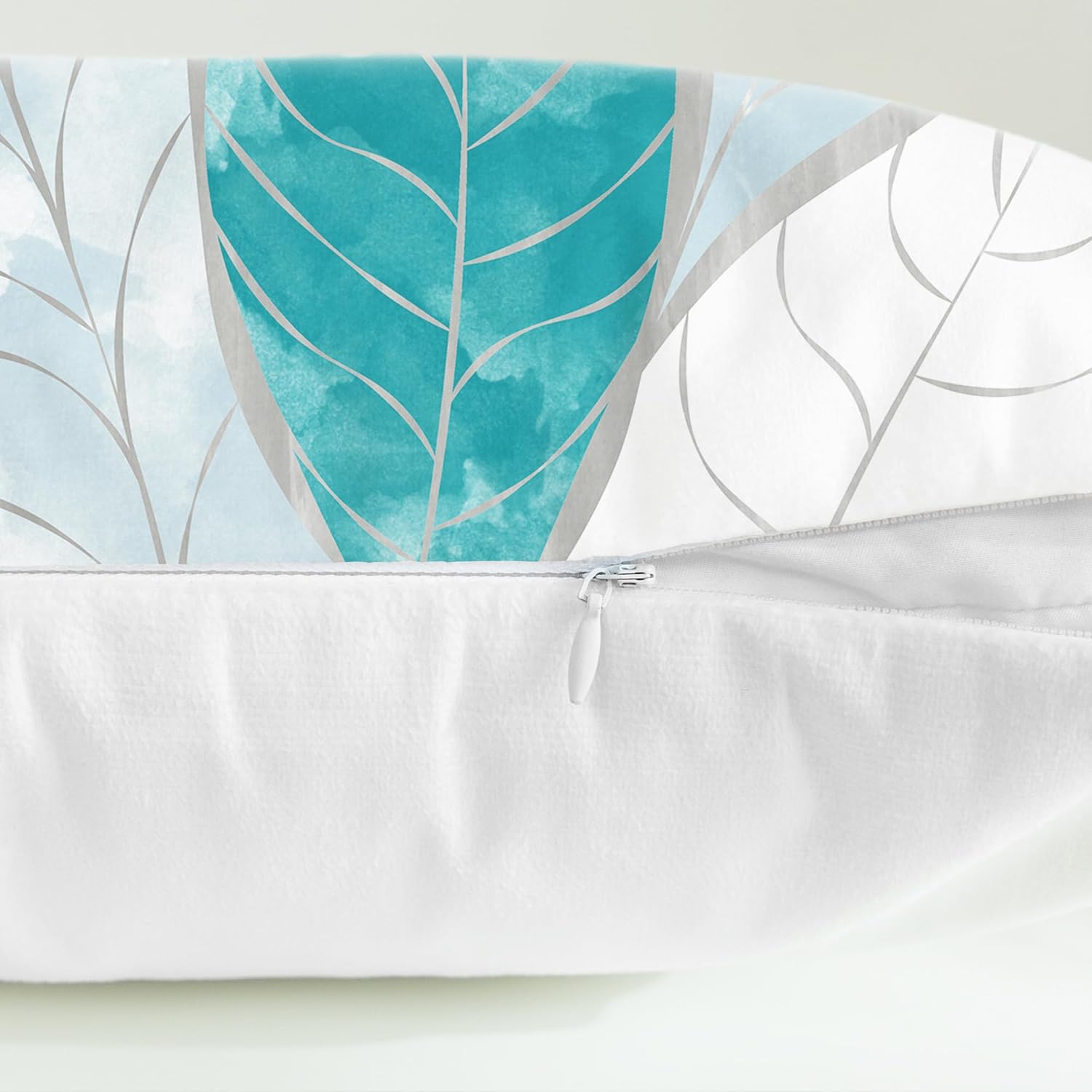 CaliTime Throw Pillow Covers Decorative 18 X 18 Inches Pack of 2 Cozy Fleece Watercolor Vibrant Leaves Cushion Cases for Couch Bed Sofa Farmhouse Decoration Teal Blue - Image 7