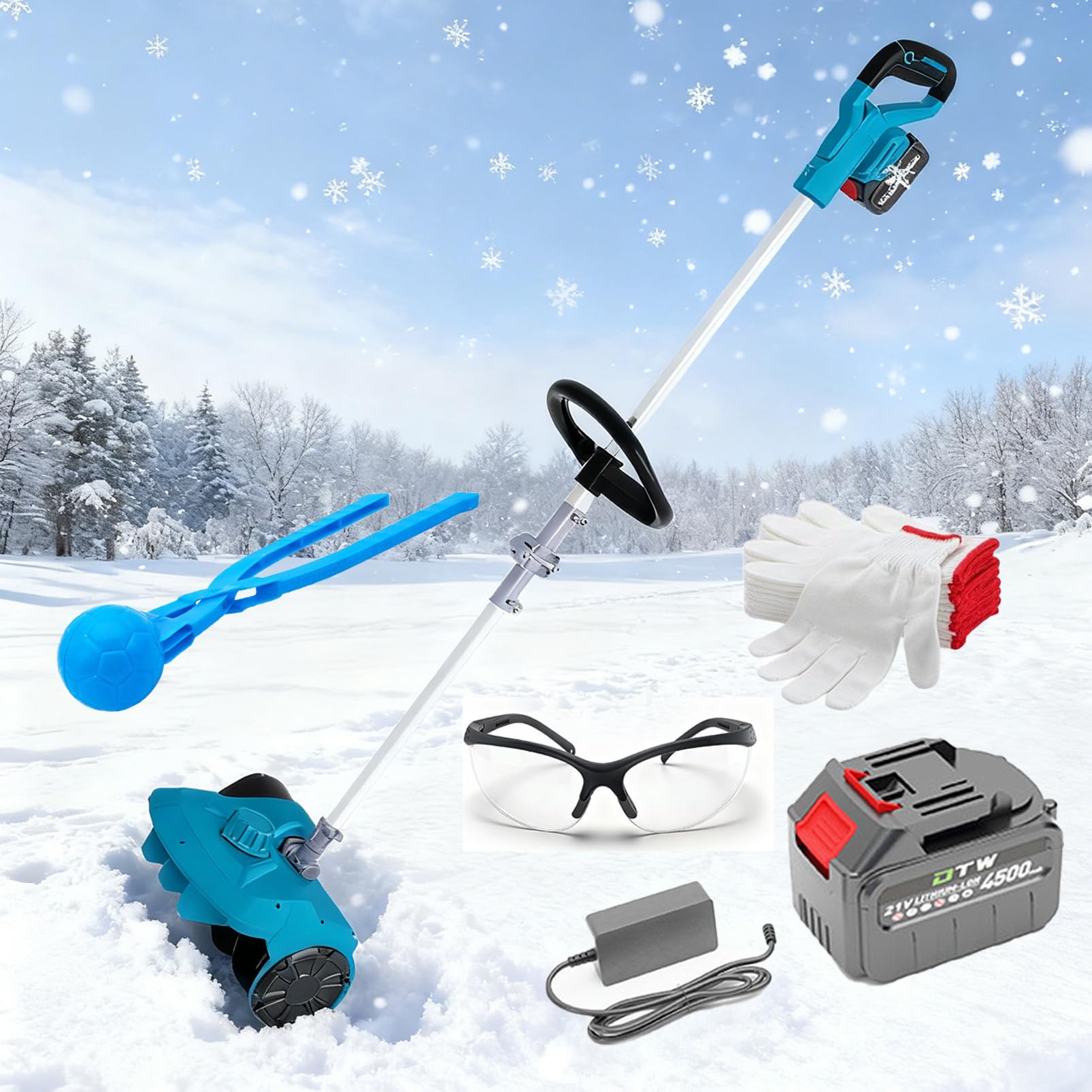 Pelle à neige sans fil pour déblayer sans effort physique avec largeur 35 cm