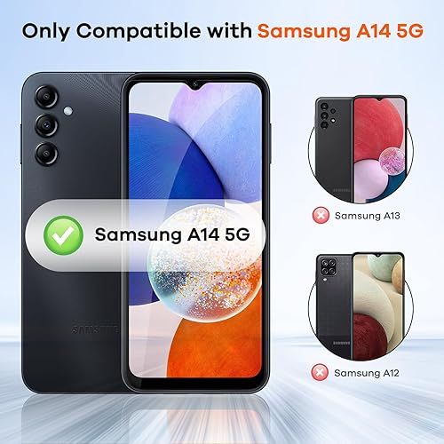 Miniatura 2 de Paquete de 4+4 protectores de pantalla para Samsung Galaxy A14 5G y protector de lente de cámara de teléfono 9H, protector de vidrio templado
