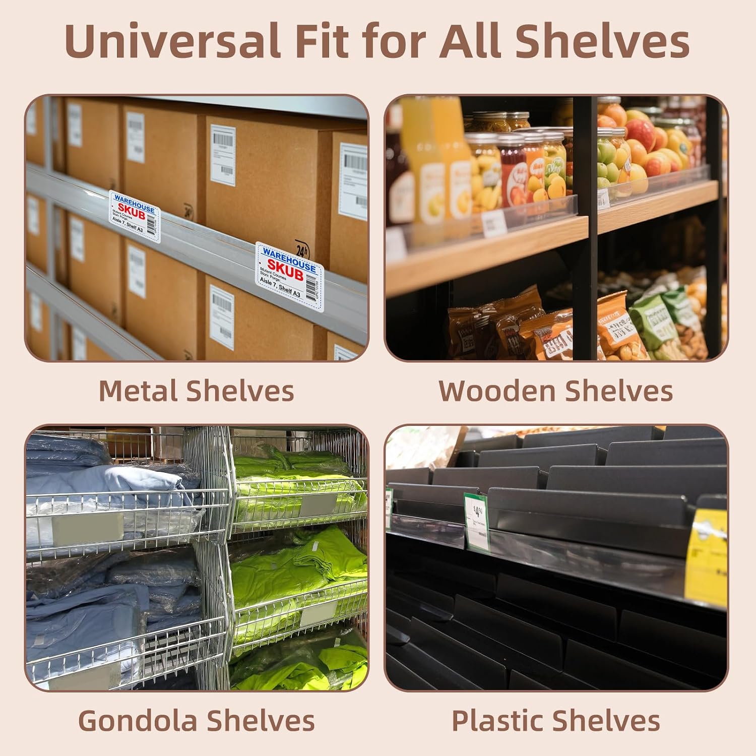 110 Pcs Shelf Label Strips, 1.5" H x 48" L Shelf Label Holders, Self Adhesive Clear PVC Ticket Channel, Price Tag Holder for Metal Wood Plastic Rack