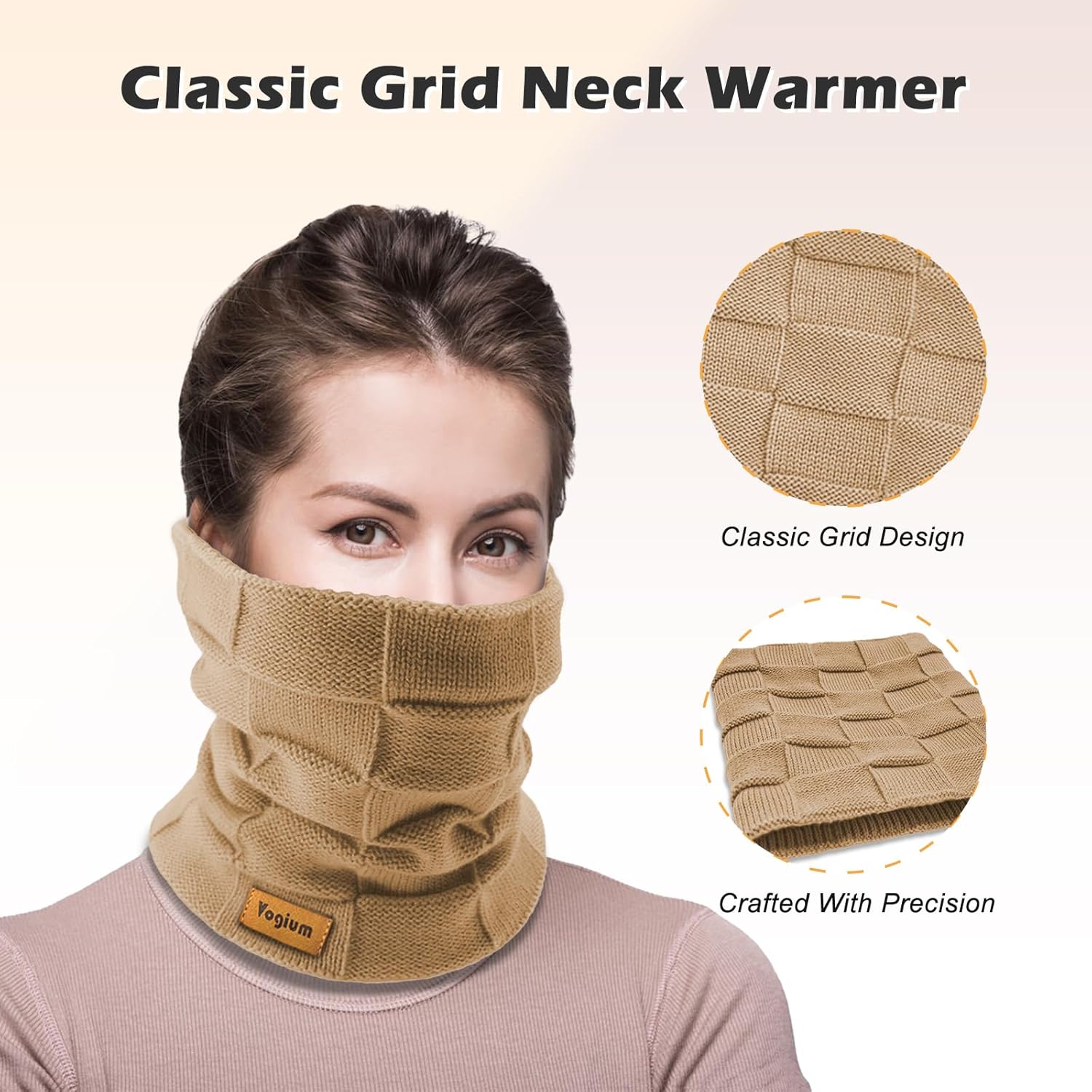 Adults Knit Thermal Neck Warmer Gaiter | Windproof Fleece-Lined Face Mask | Unisex Winter Scarf for Work & Ski Gear - Image 3