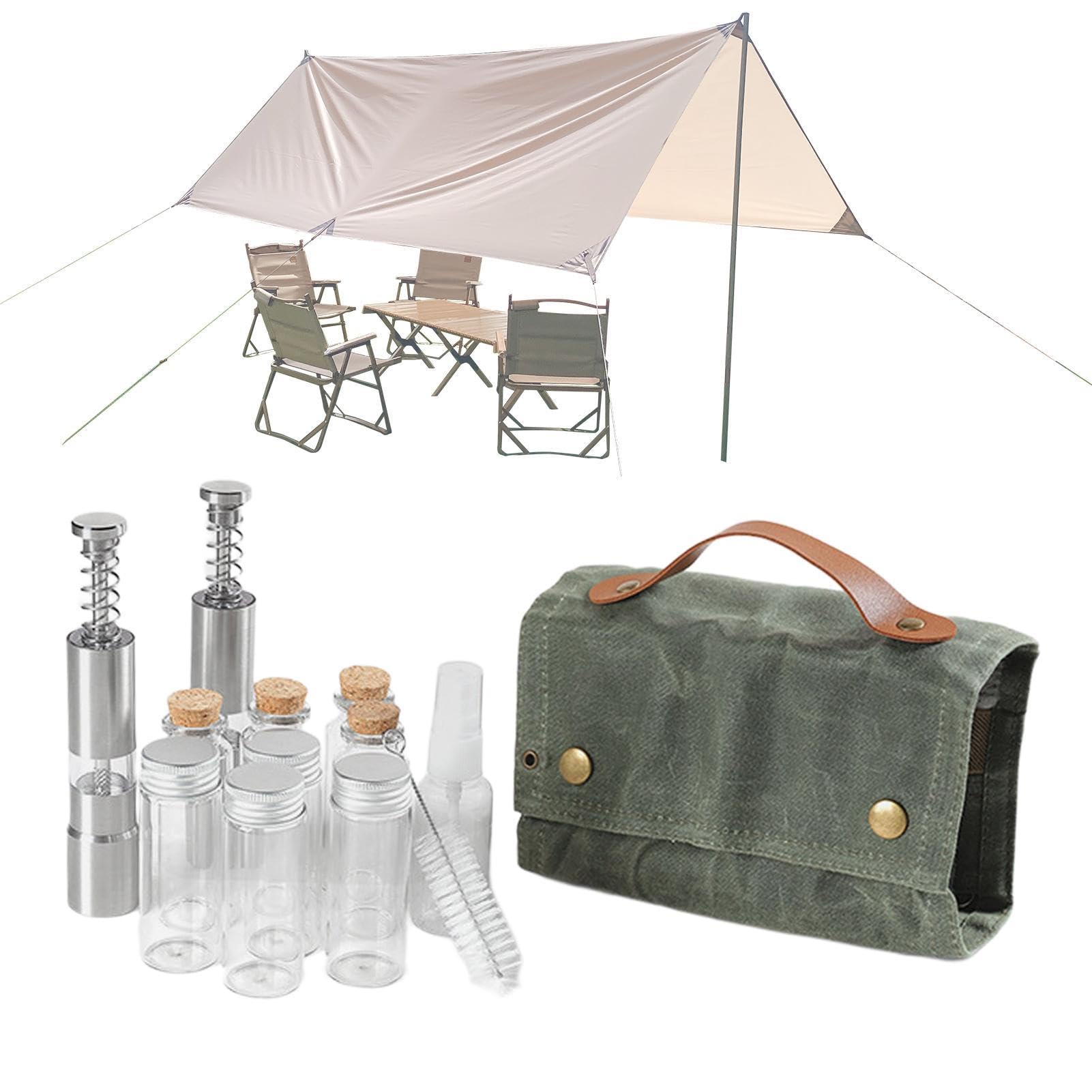 Backpacking Gewürze Kit - 12-teiliger Multi-Gewürzbehälter für Camping & Reisen, inklusive Aufbewahrungstasche und Gewürzbehälter für Outdoor-Kochen