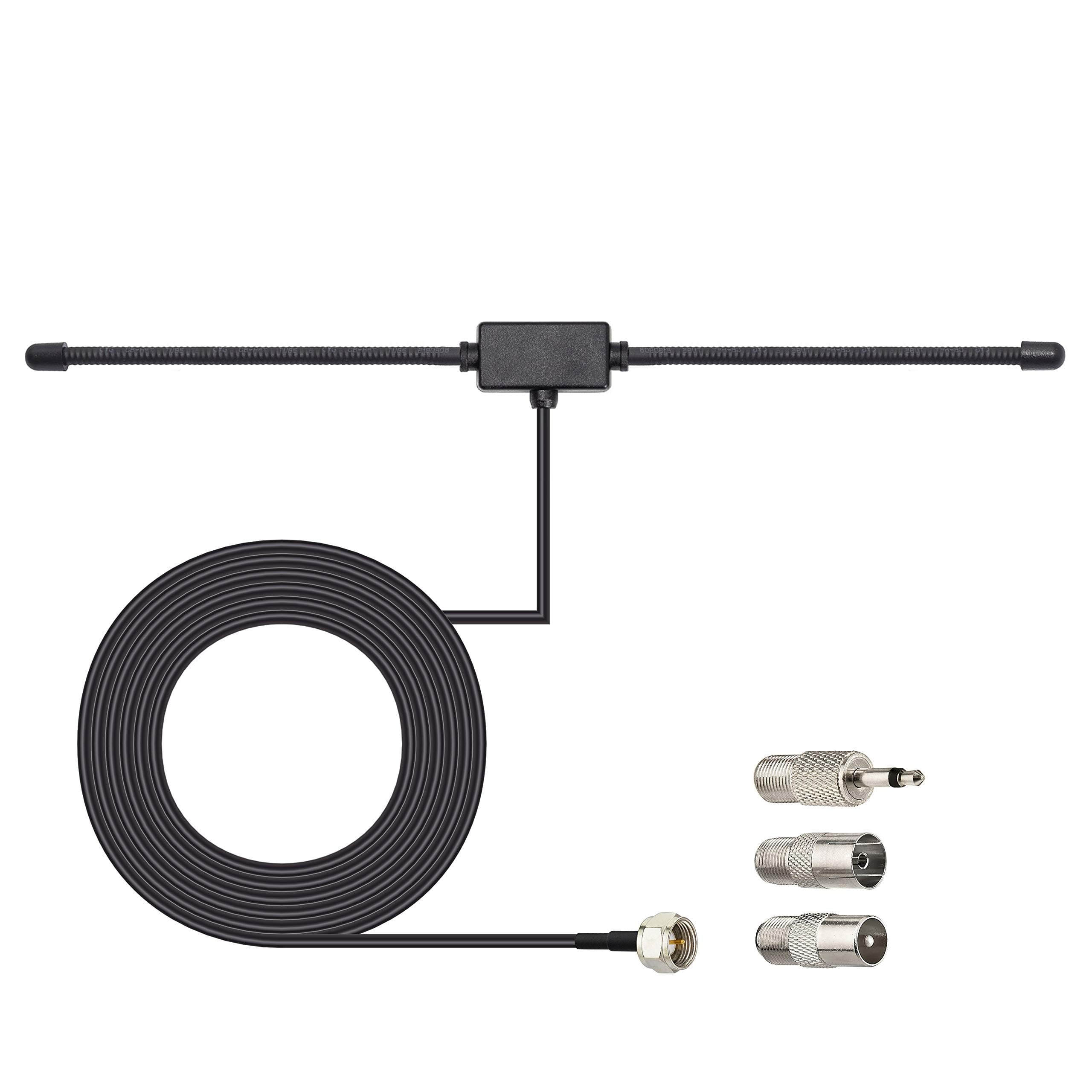 FM Antenna for Home Radio, Radio Antenna, FM Antenna 75Ω Dipole 10ft Coax 3 Adapters Adhesive Mount Indoor AV Receiver Compatible（3M-image-48
