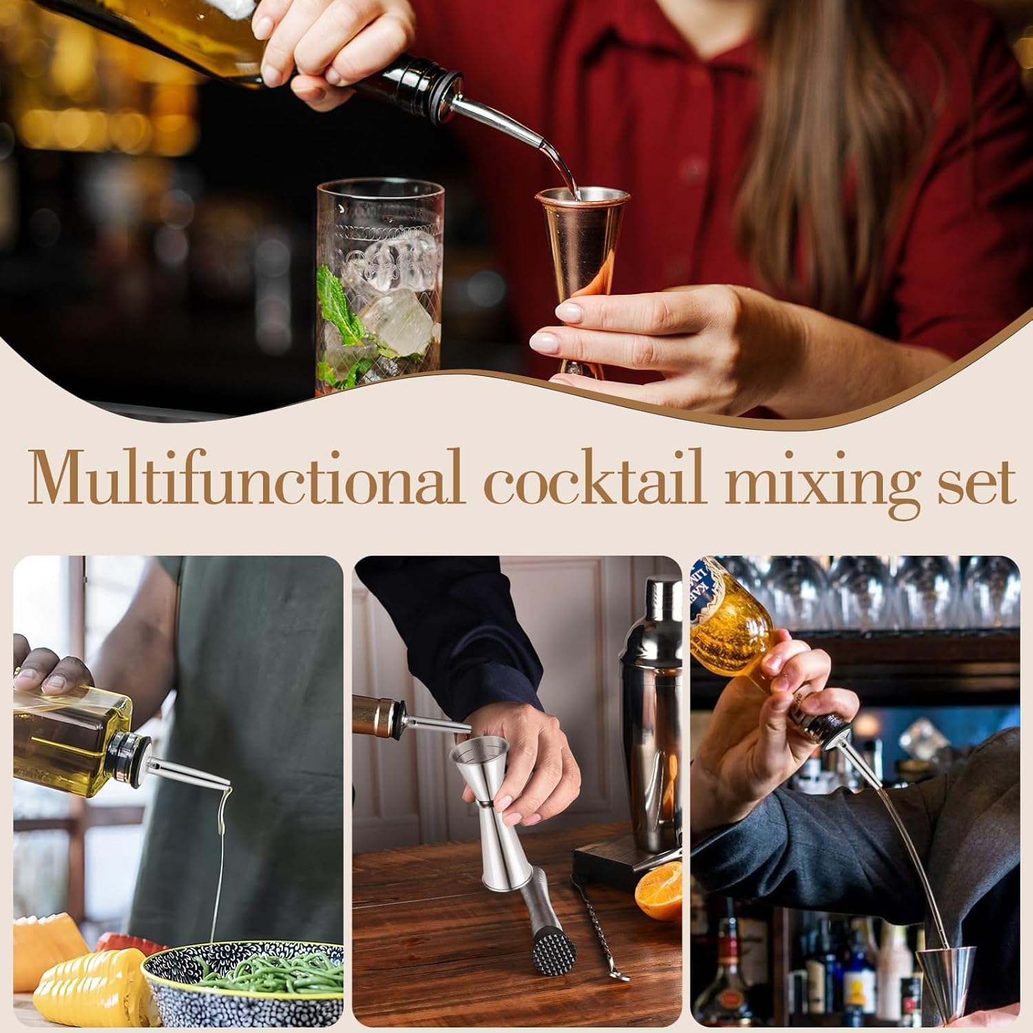 1 Pcs Jigger for Bartending with 2 Pourers, 2 OZ 1 OZ, Stainless Steel Cocktail Jigger Japanese Bar jigger Bartender Tool Accessories - Image 4