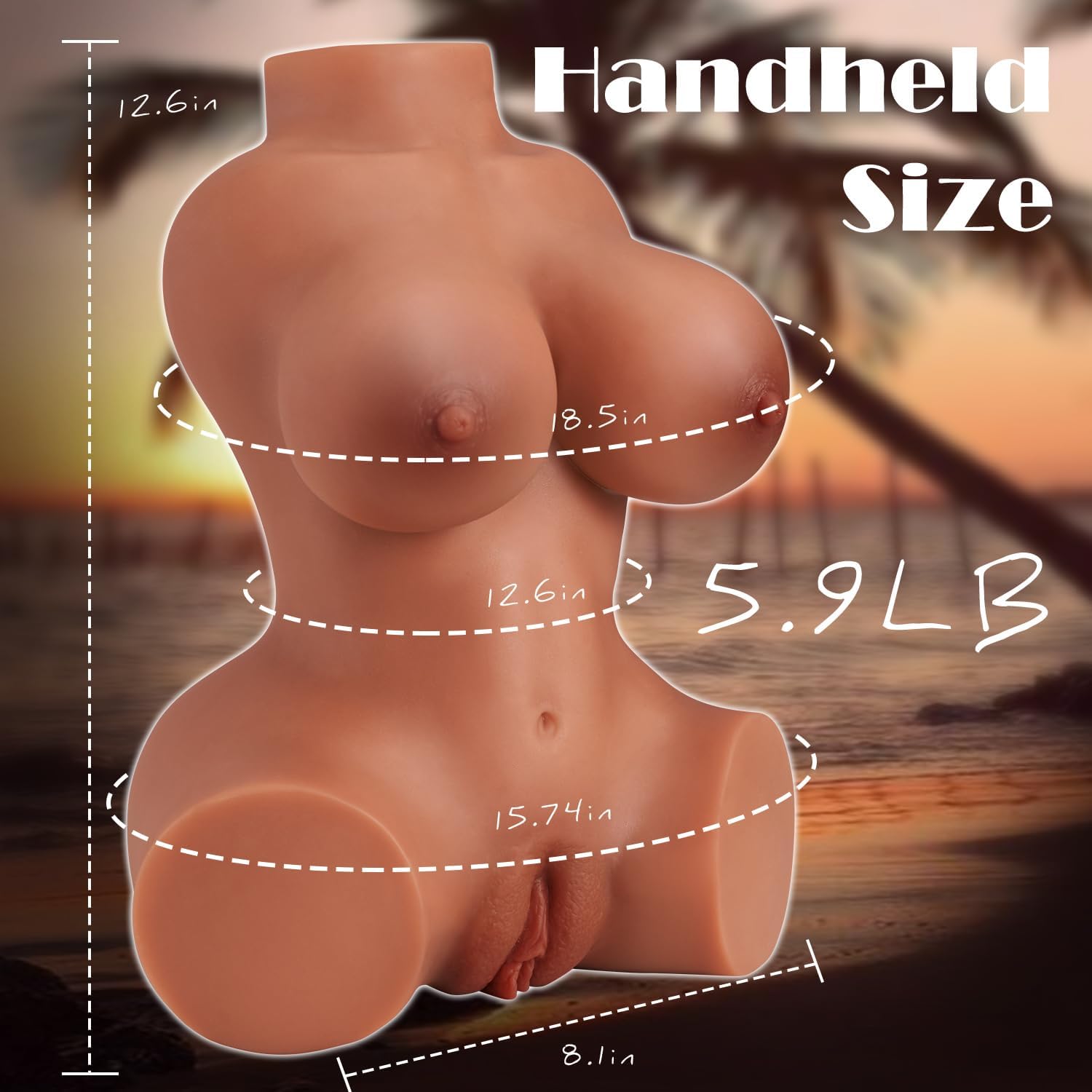 Goyha Brown-Skin Sex Doll Masturbator with Big Boobs, Realistic Vagina&Anus